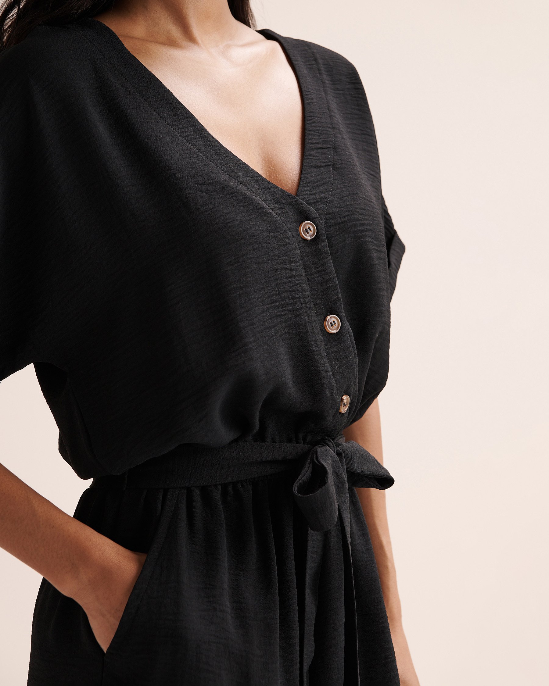 TURQUOISE COUTURE Crinkle Romper Black 02300187 - View3