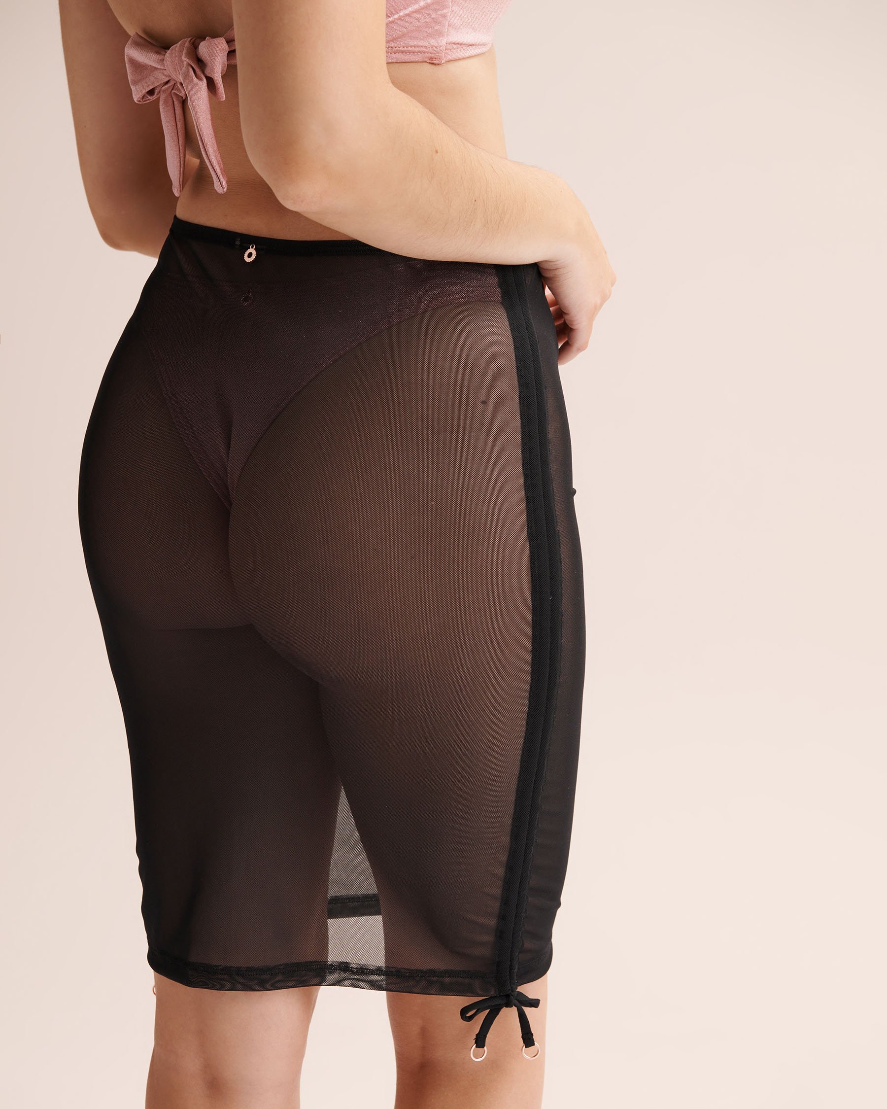 SEATONIC Shirred Side Short Mesh Skirt Black 02200109 - View5