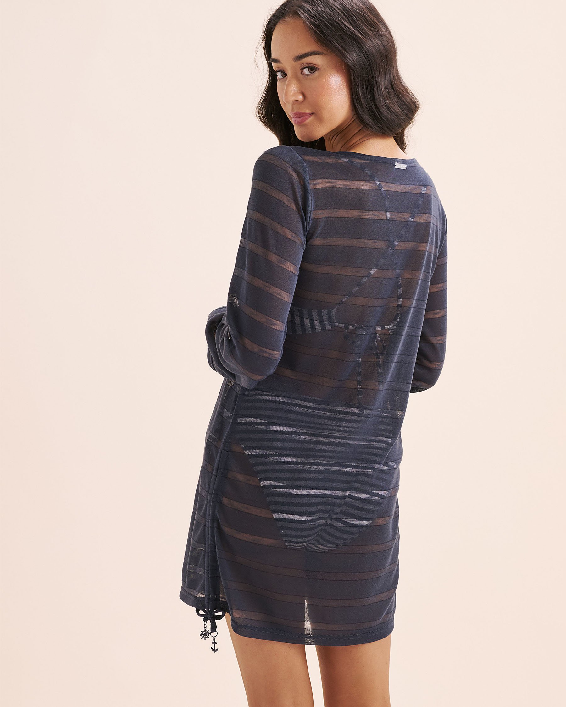 EAU DE SEA Striped V Neck Tunic Indigo Blue 02400061 - View4