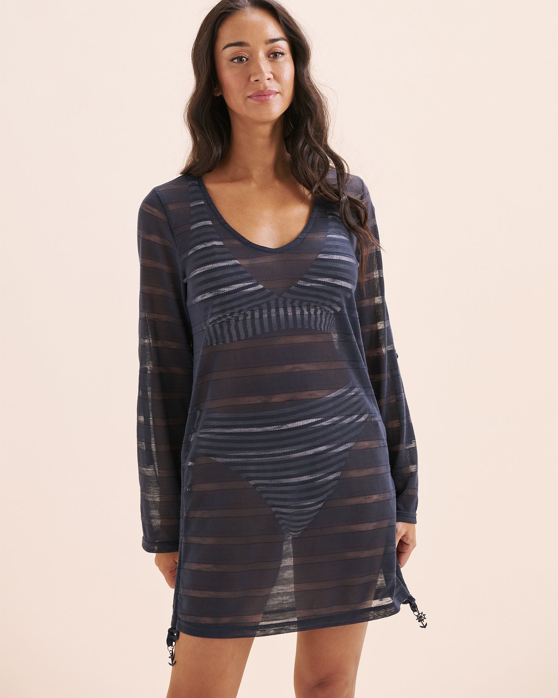 EAU DE SEA Striped V Neck Tunic Indigo Blue 02400061 - View5
