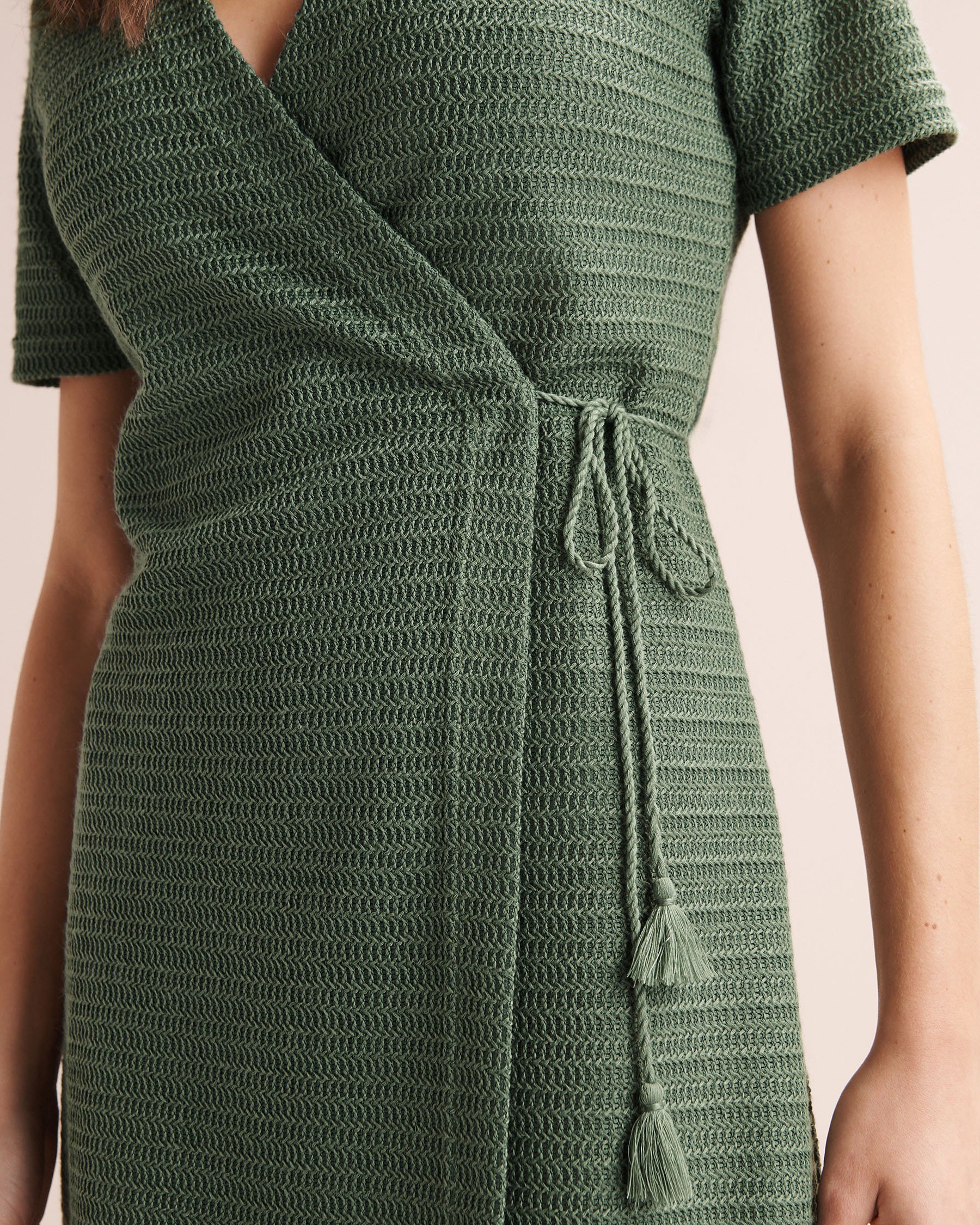 OFF THE BEACH Robe portefeuille en crochet Vert 02300195 - View3