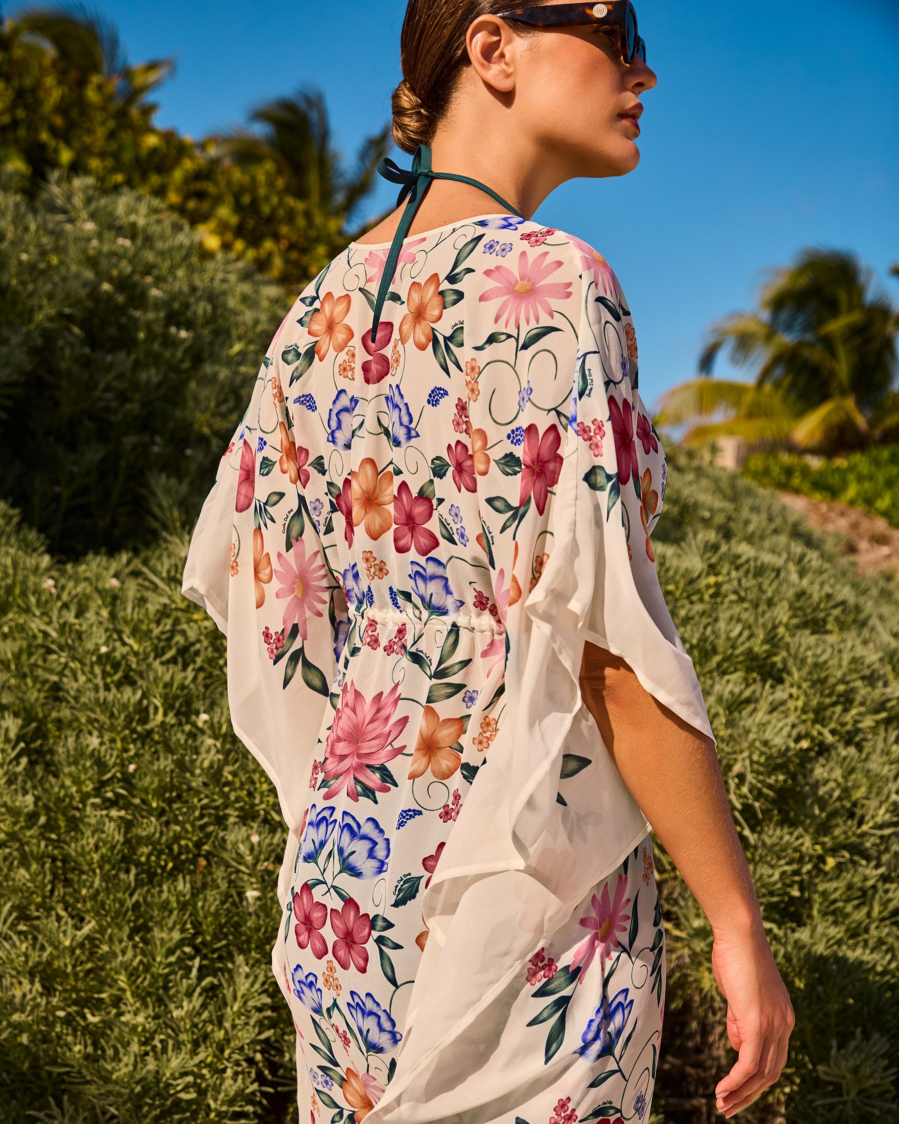 COSTA DEL REY Floral Chiffon Caftan Beige 02400063 - View2