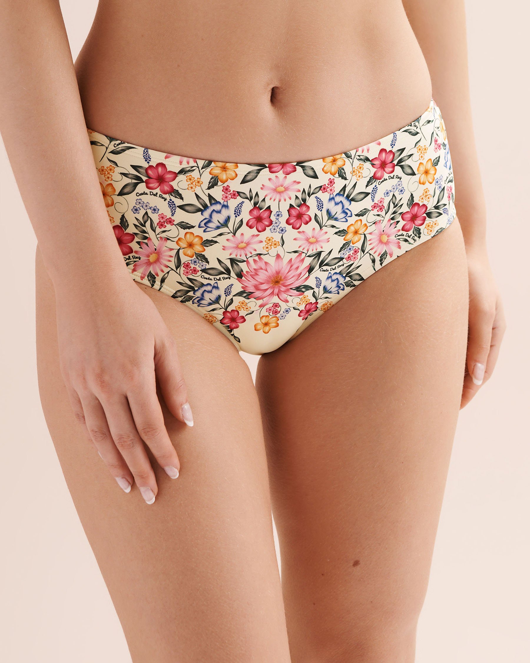 COSTA DEL REY Floral Mid-Rise Bikini Bottom Beige 01300573 - View1