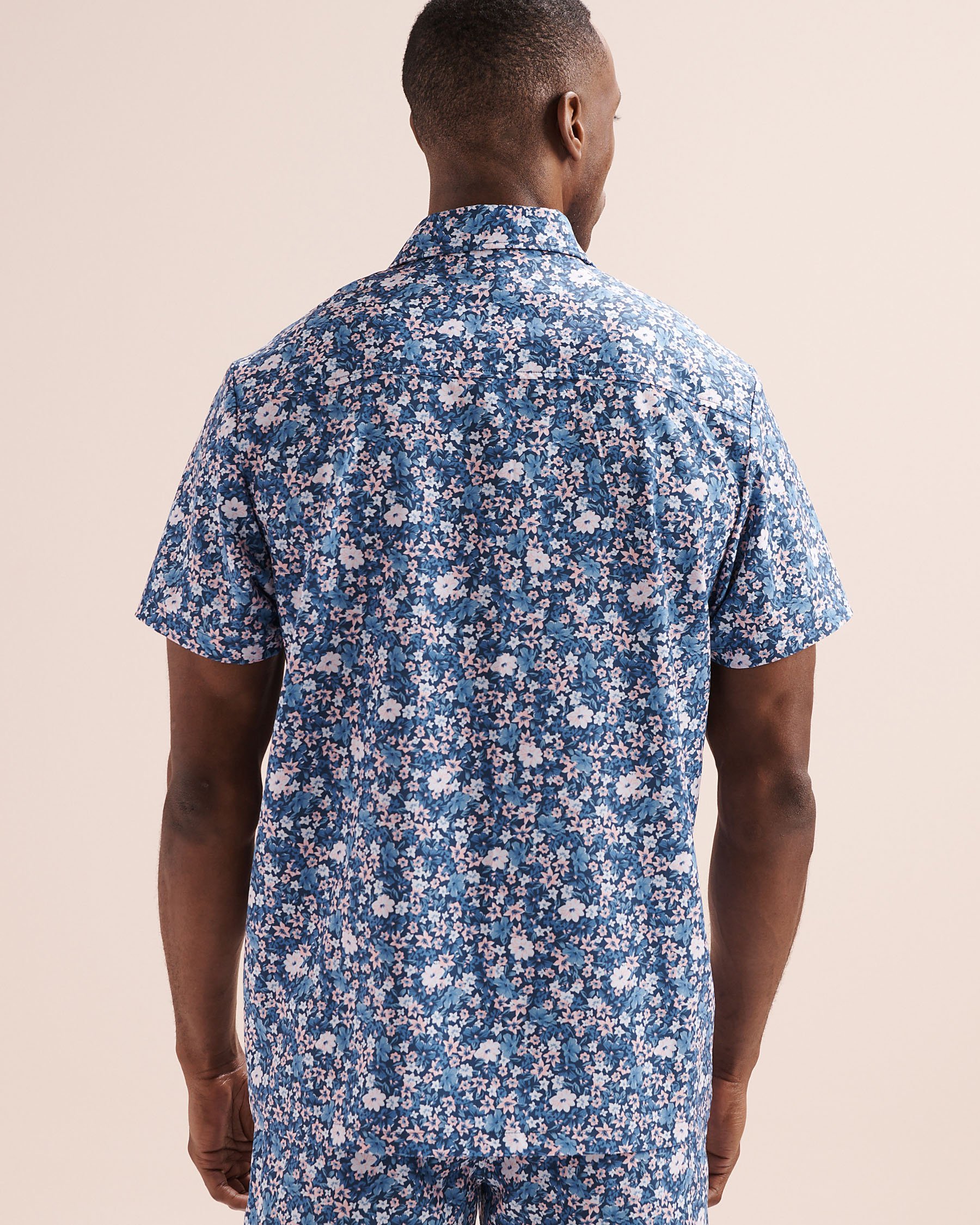 HAMABE Floral Short Sleeves Shirt Navy Blue 04100061 - View2