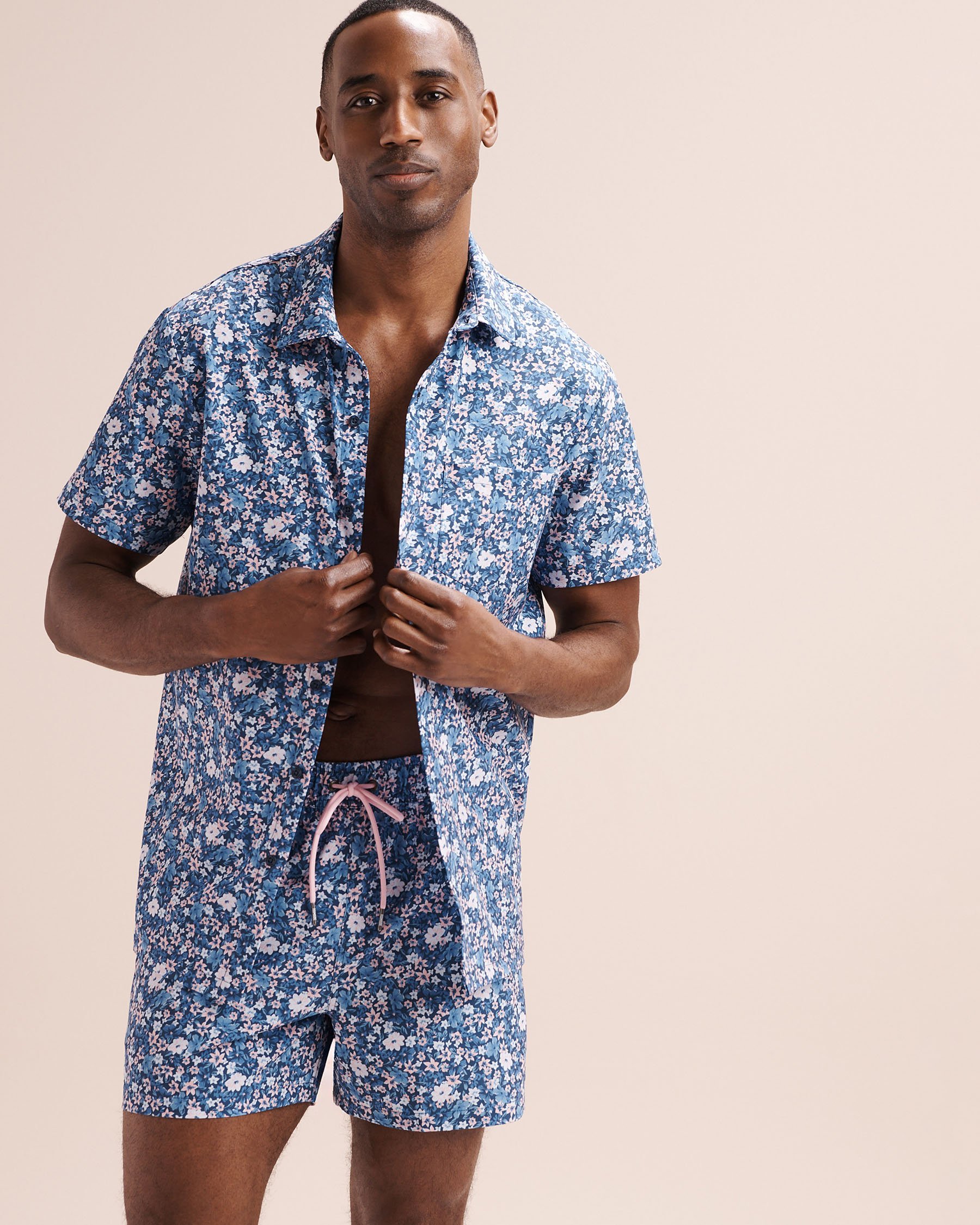 HAMABE Floral Short Sleeves Shirt Navy Blue 04100061 - View4