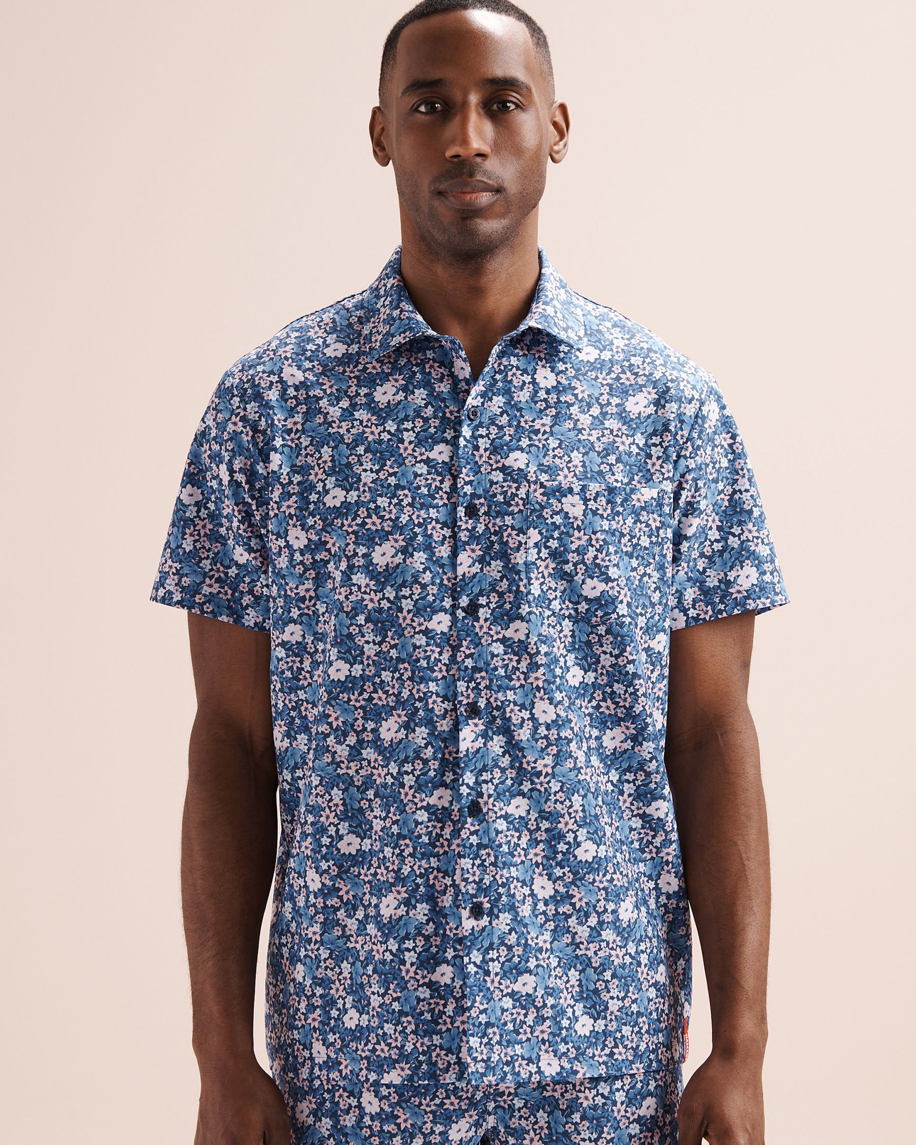 HAMABE Floral Short Sleeves Shirt Navy Blue 04100061 - View5