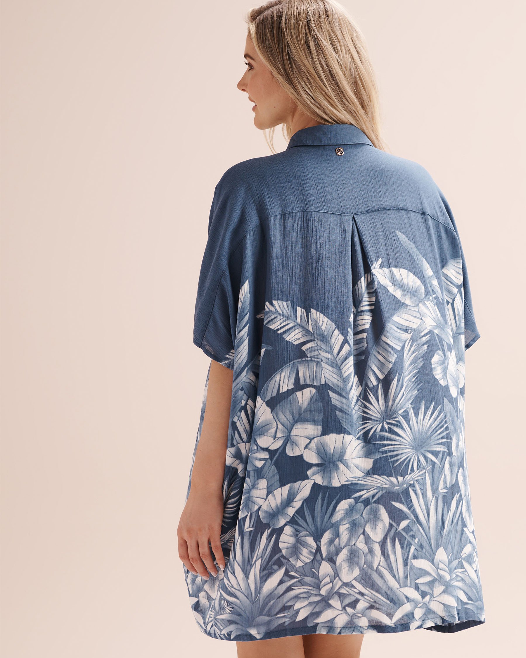 TURQUOISE COUTURE Foliage Textured Caftan Blue 02400062 - View3