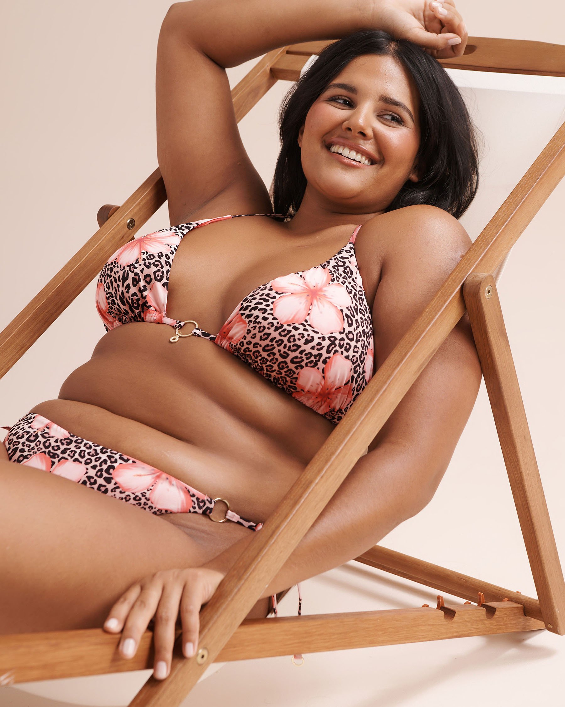 SEATONIC Leopard Floral Triangle Bikini Top Beige 01100527 - View8