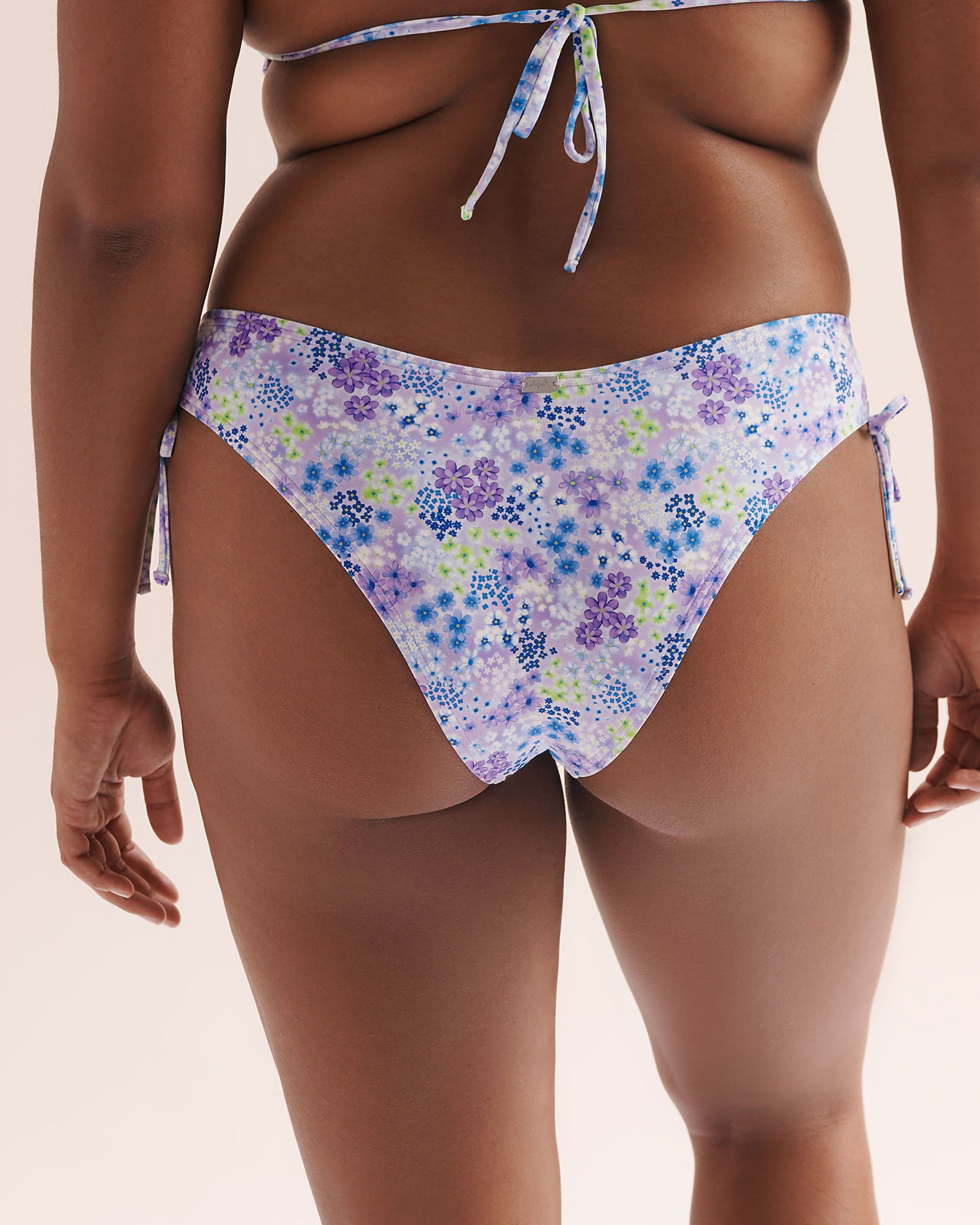 TROPIK Bas de bikini tanga noué floral pastel Mauve pastel 01300553 - View9