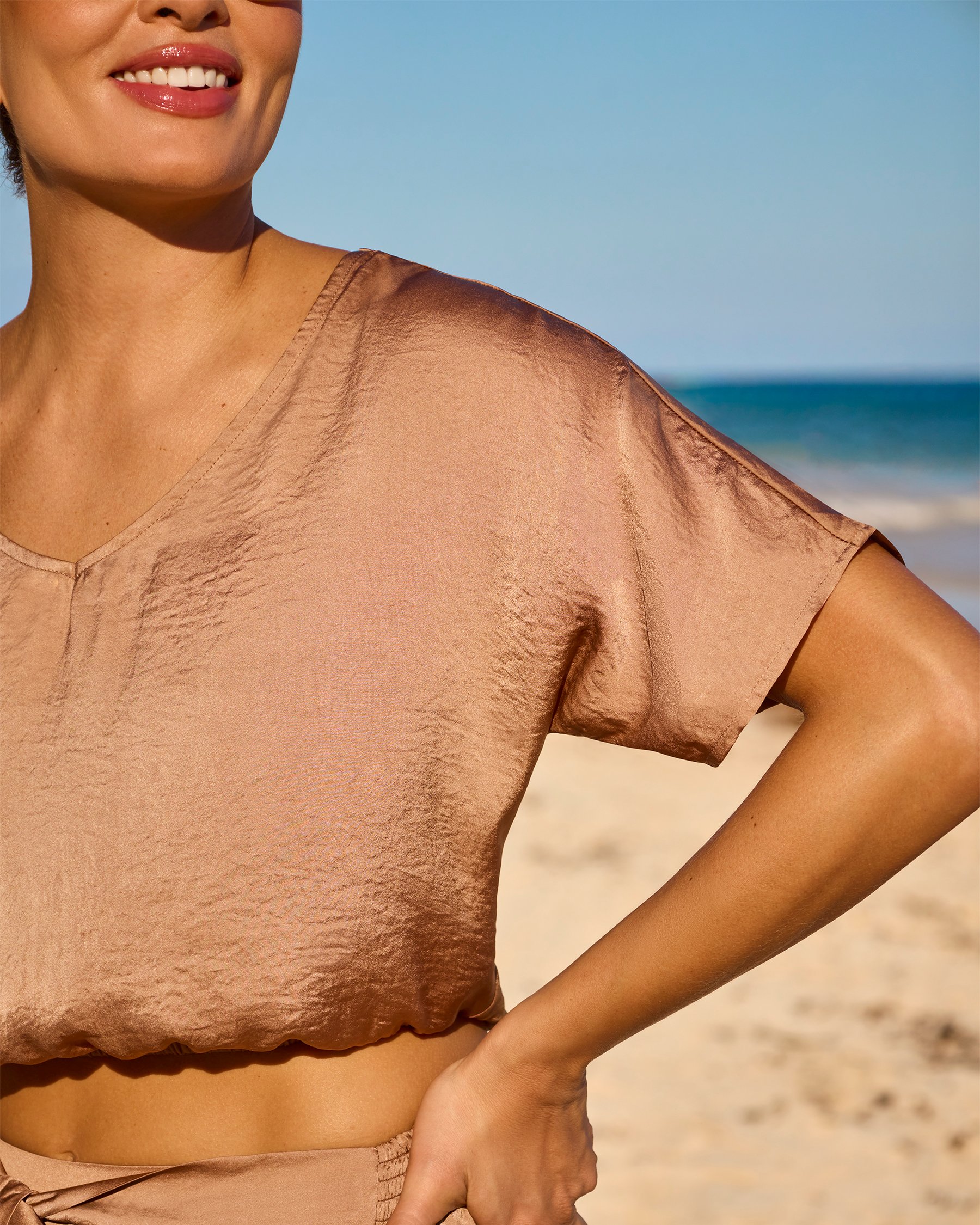 SANTEMARE Satin Top Brown 02100049 - View4