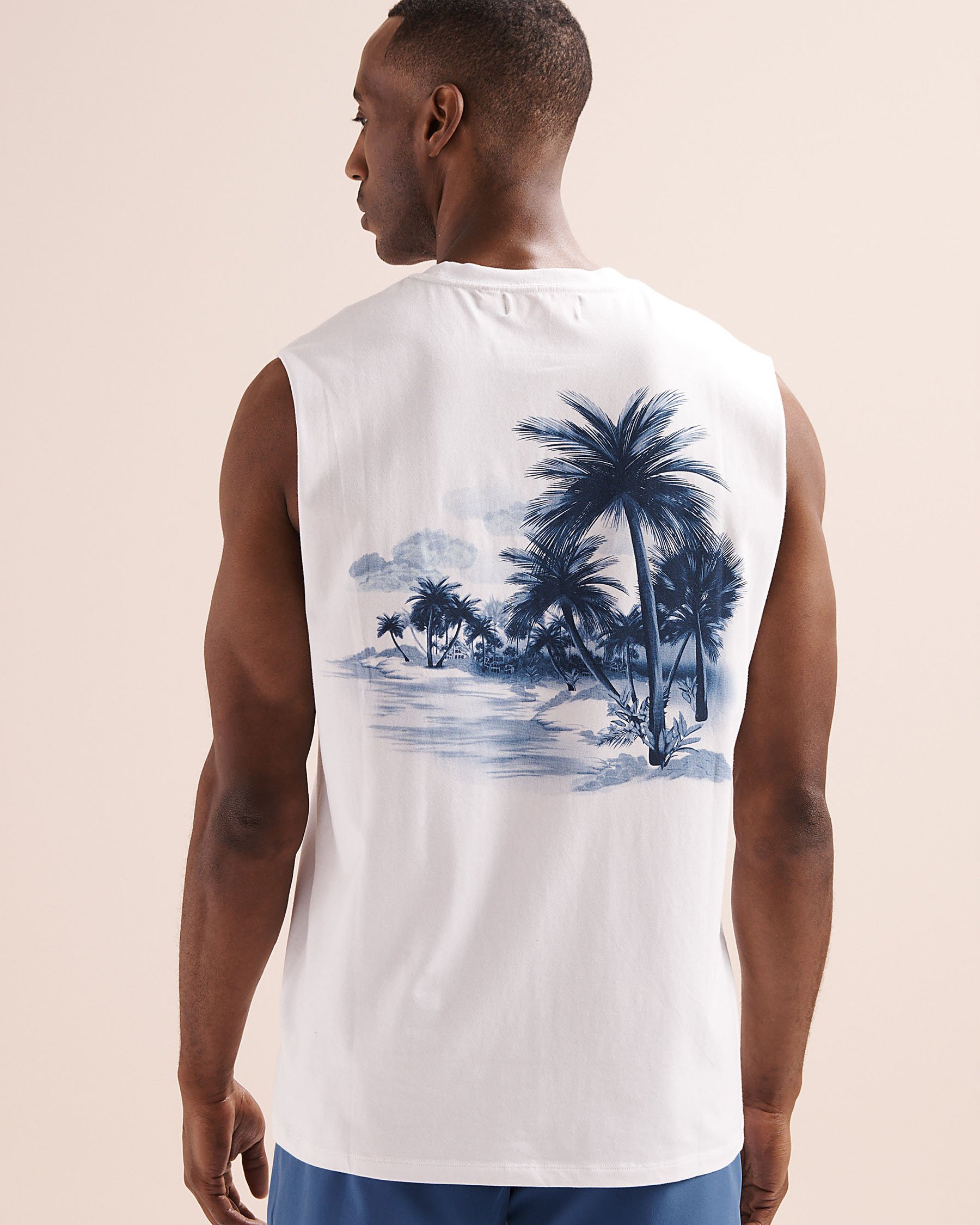 HAMABE Tropical Printed Tank Top White 04100058 - View2