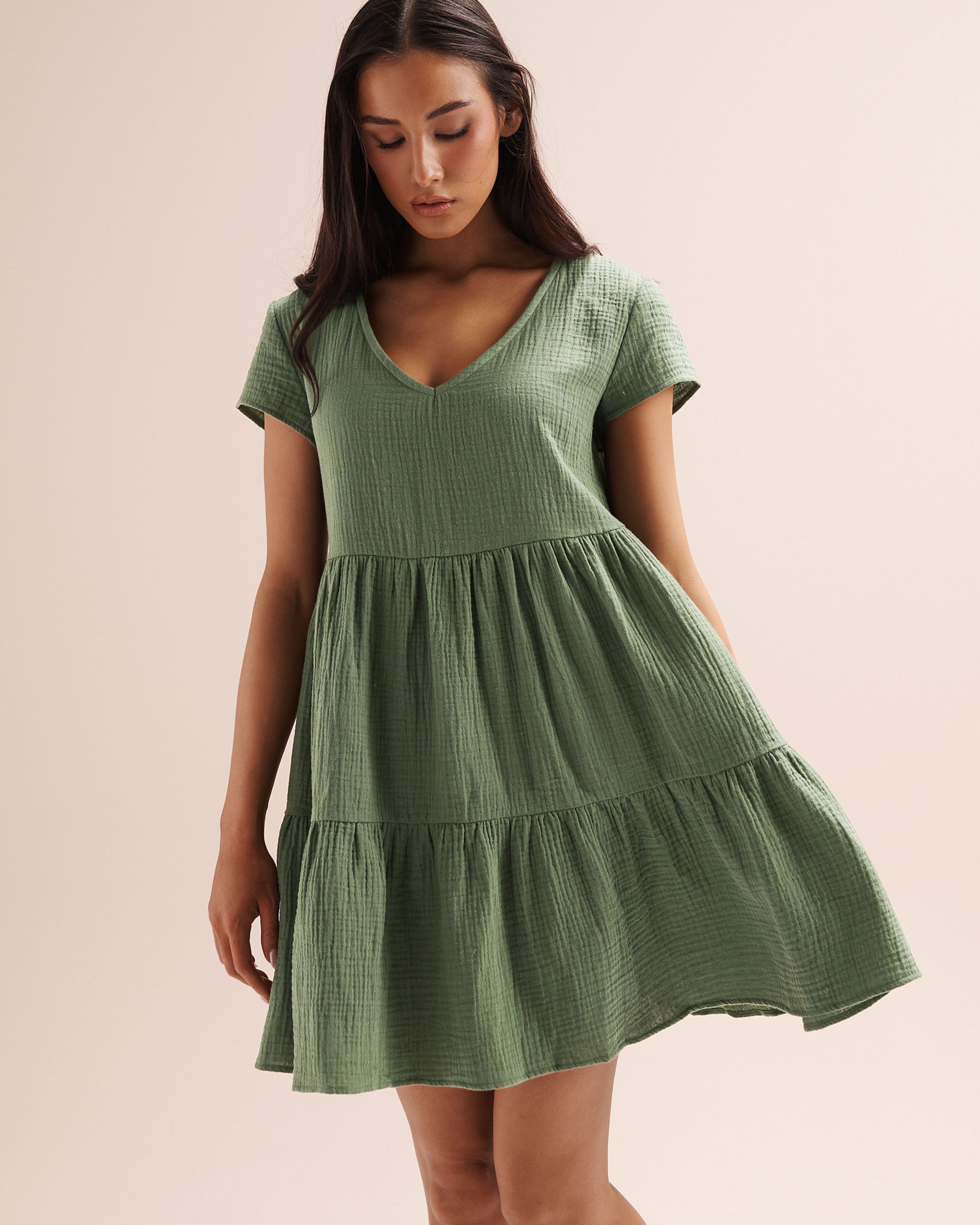 OFF THE BEACH Robe à effet froissé Vert 02300191 - View4