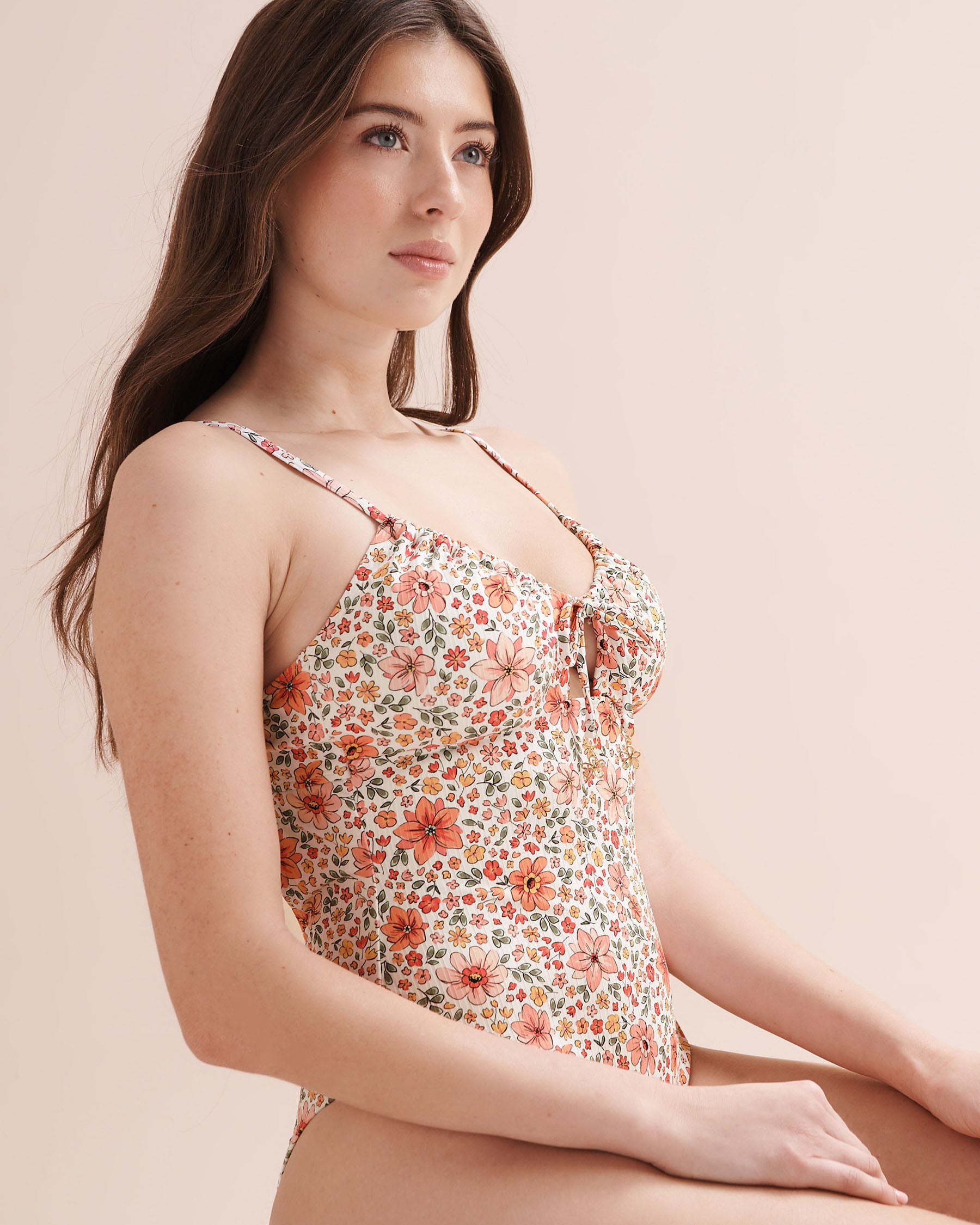 MY BIKINI STORY Floral Ribbed One-Piece Swimsuit White 01400137 - View10