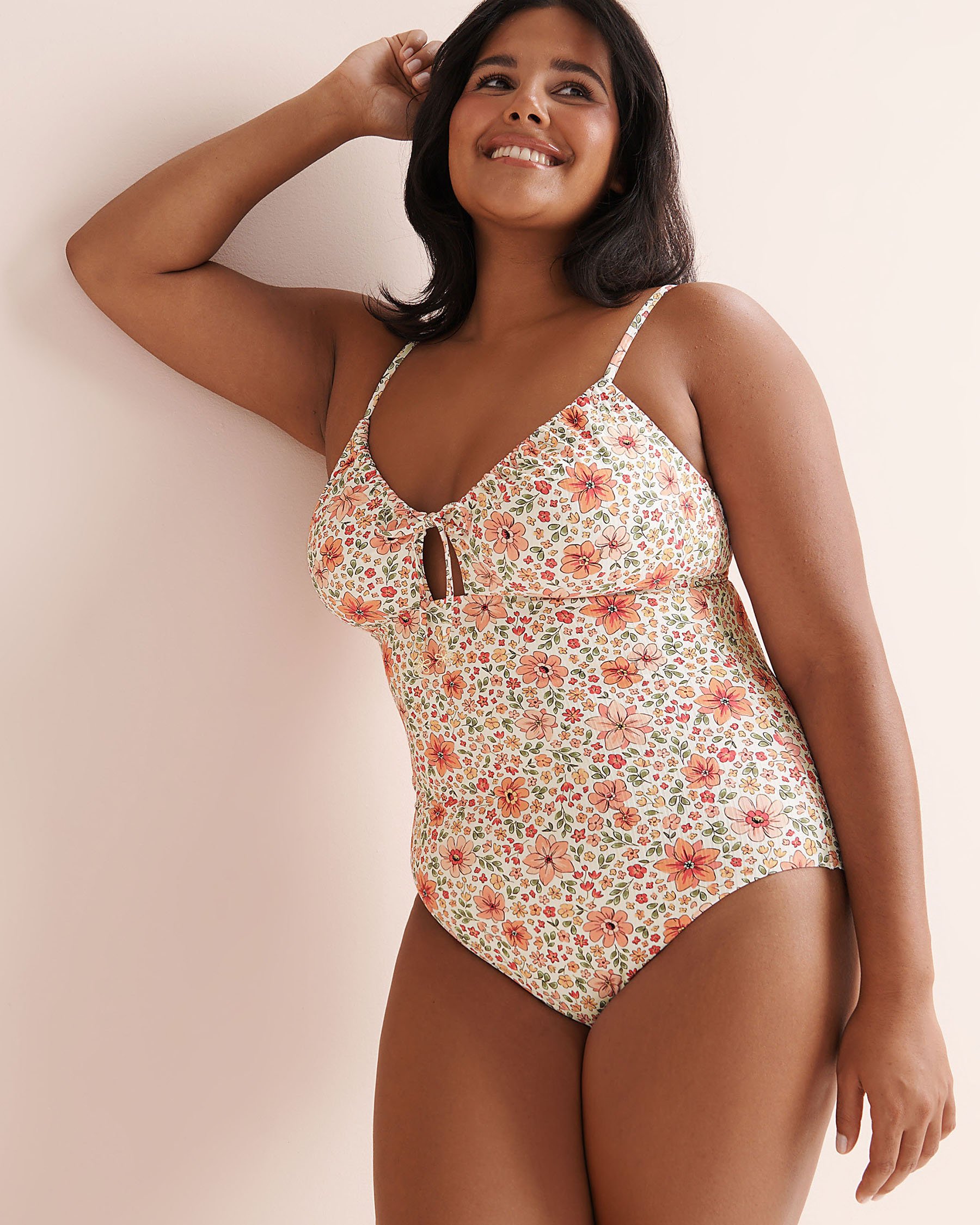 MY BIKINI STORY Floral Ribbed One-Piece Swimsuit White 01400137 - View5