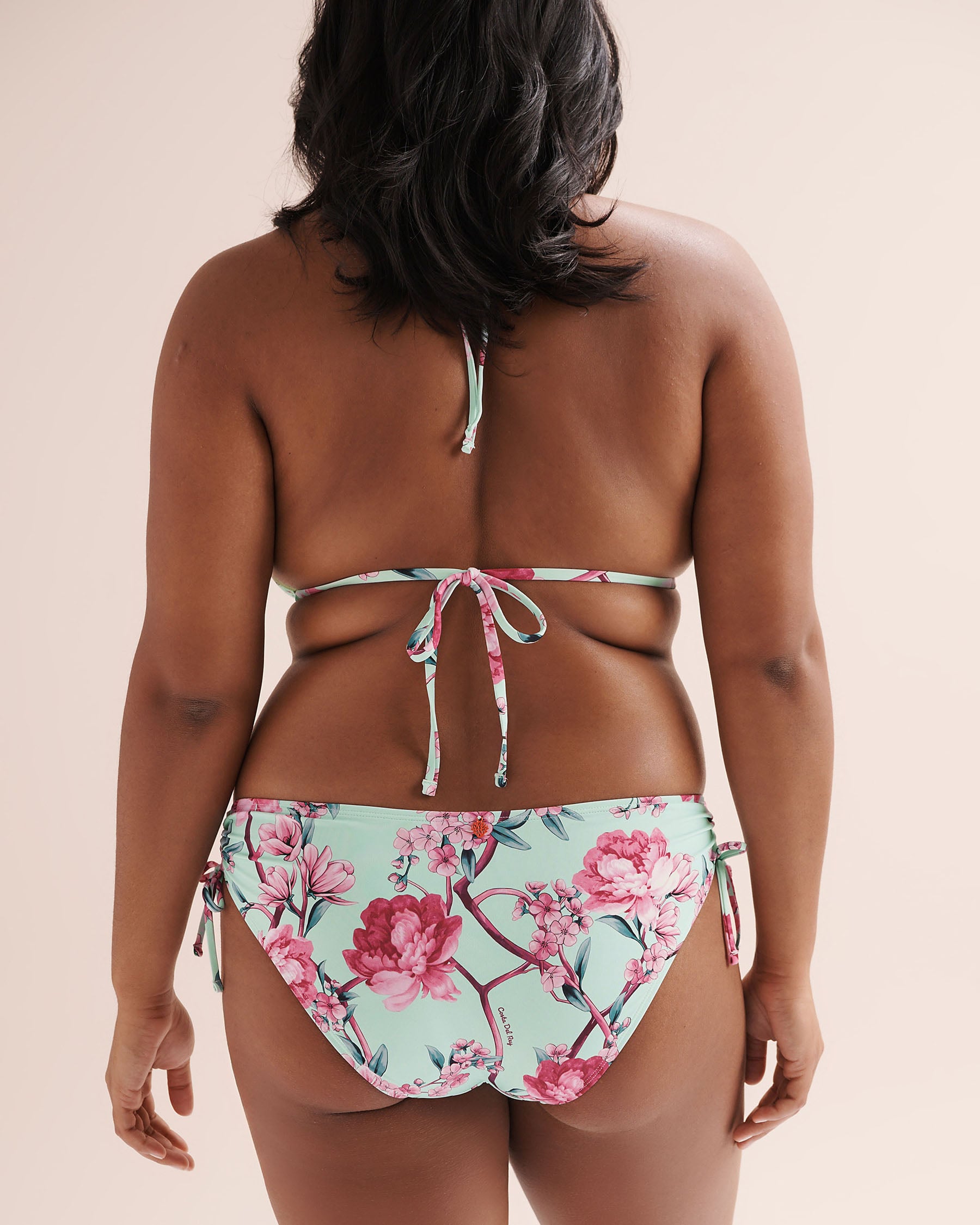 COSTA DEL REY Bas de bikini brésilien taille basse à nouer floral Bleu mer 01300578 - Voir10