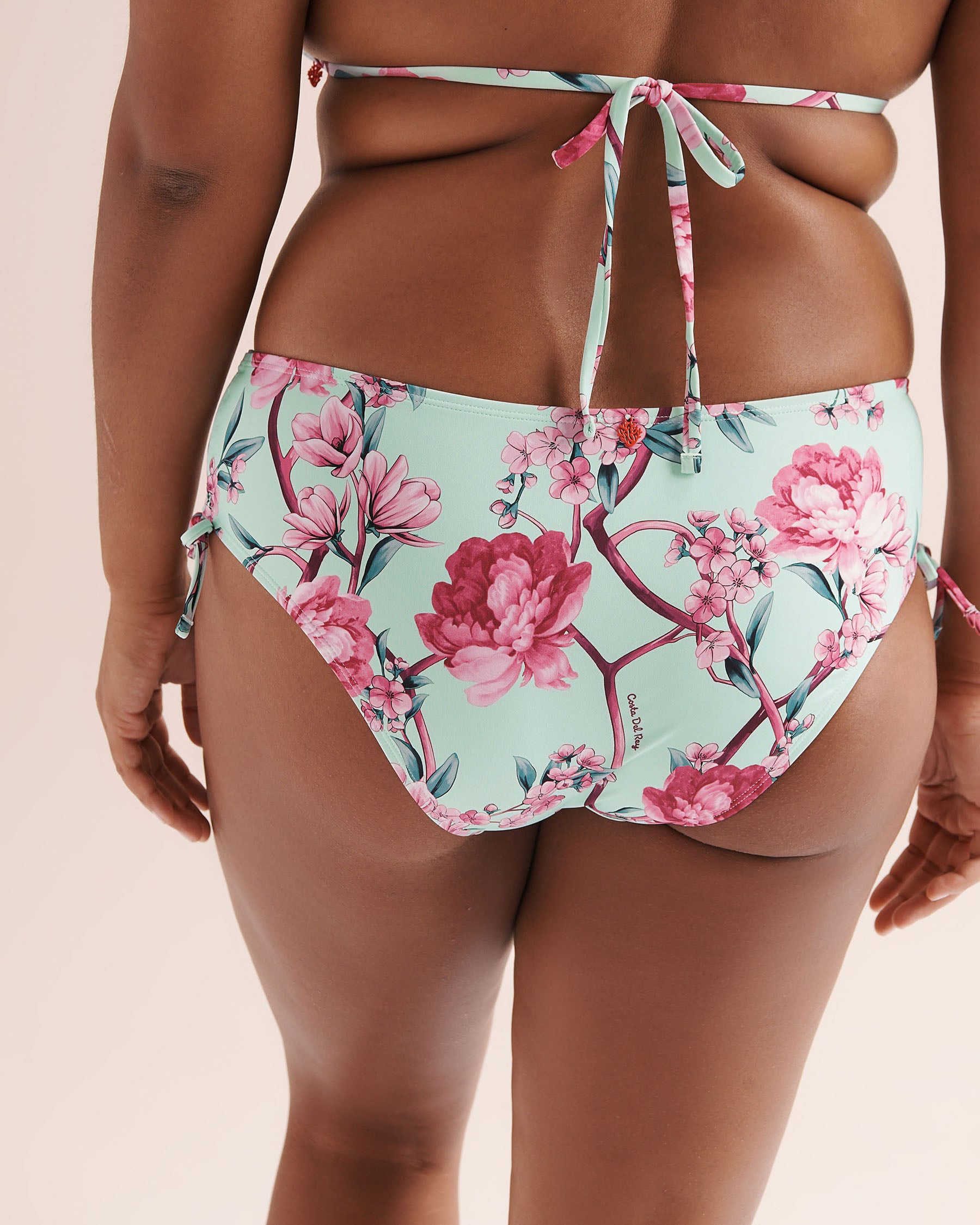 COSTA DEL REY Bas de bikini brésilien taille basse à nouer floral Bleu mer 01300578 - Voir13