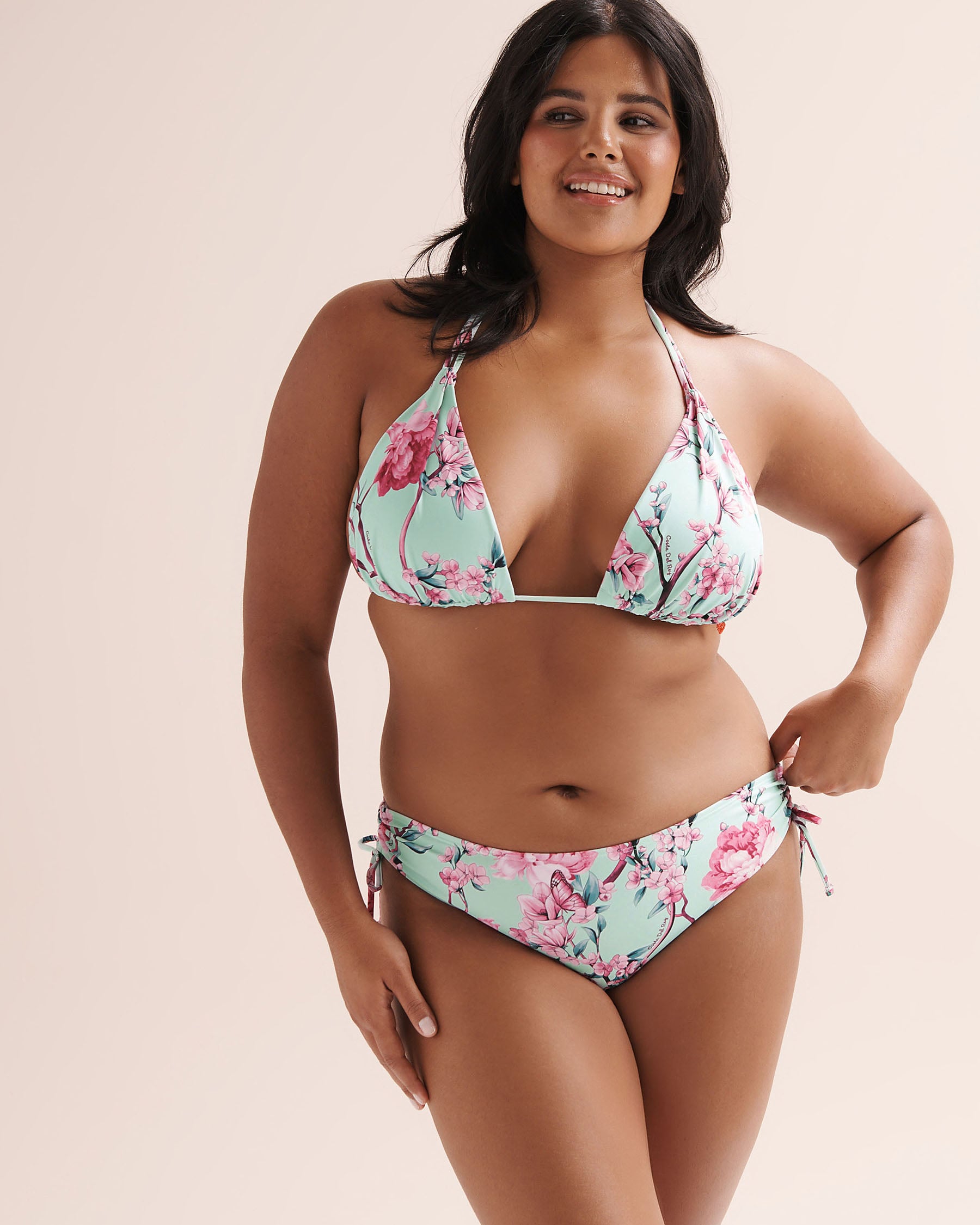 COSTA DEL REY Bas de bikini brésilien taille basse à nouer floral Bleu mer 01300578 - Voir14