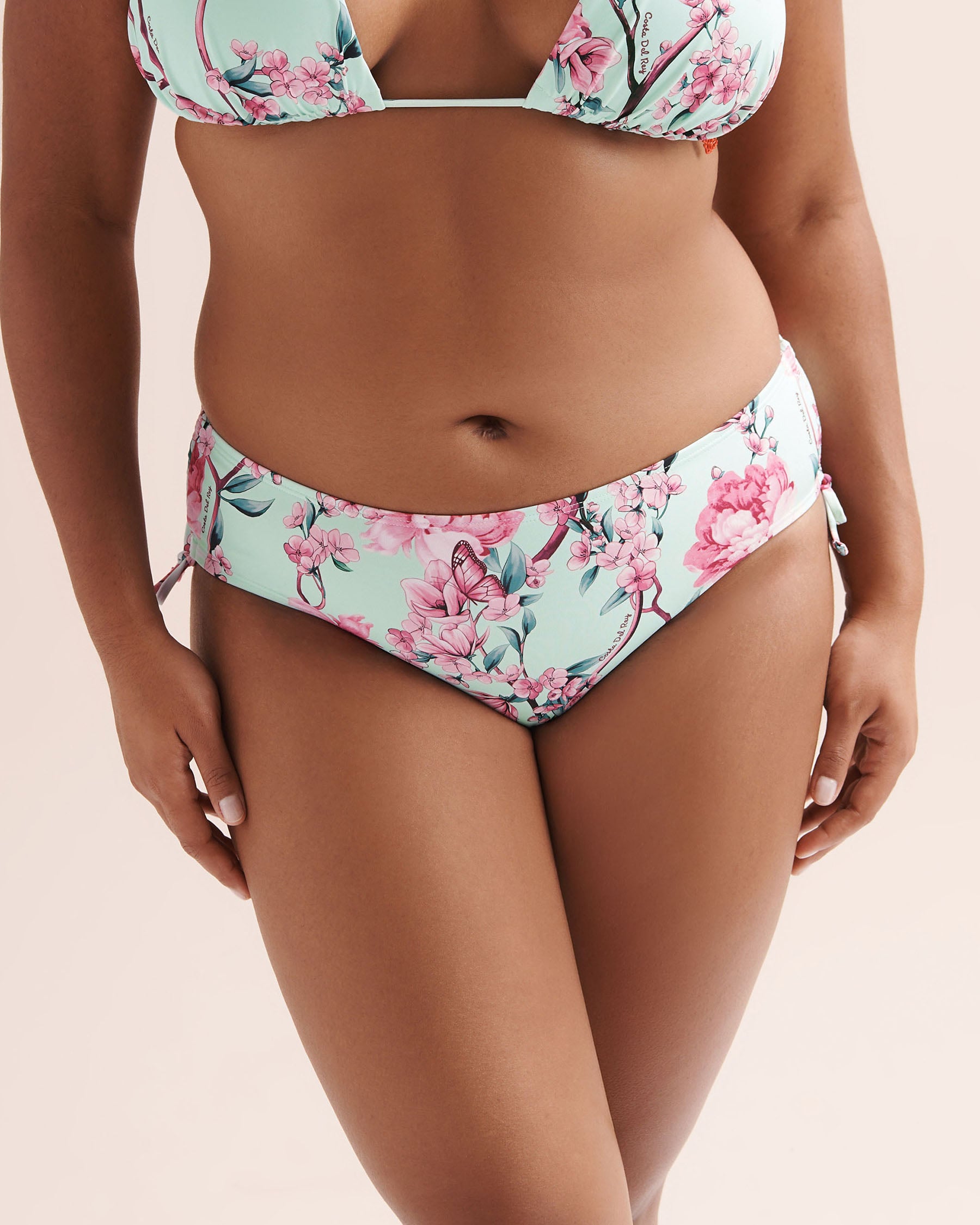 COSTA DEL REY Bas de bikini brésilien taille basse à nouer floral Bleu mer 01300578 - Voir8