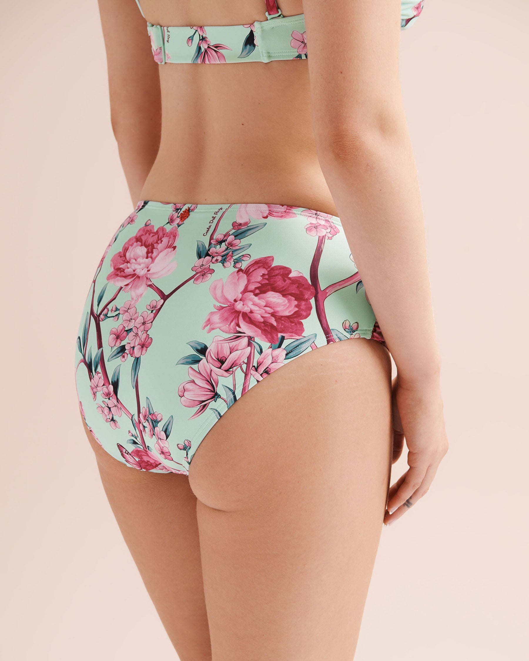 COSTA DEL REY Bas de bikini taille mi-haute repliée gainant floral Bleu mer 01300579 - View3