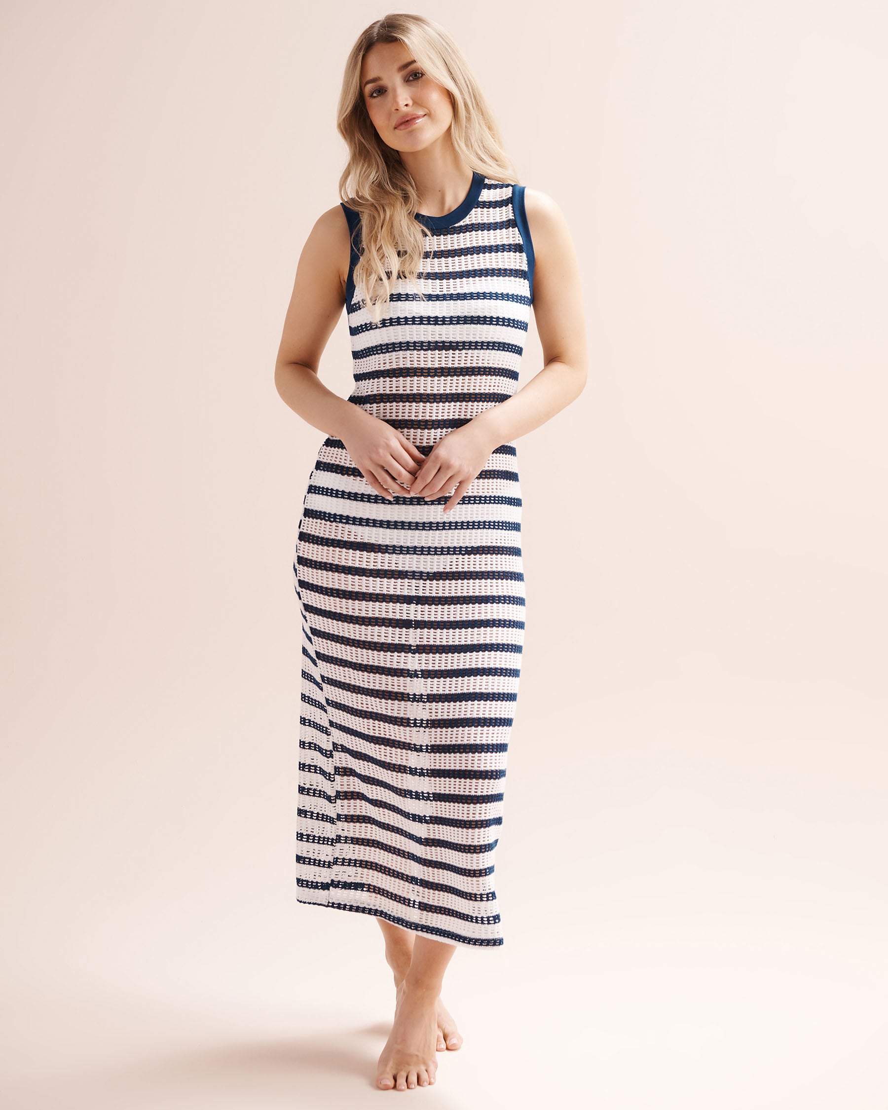 COVER ME Crochet Sripes Maxi Dress White 27057107 - View1