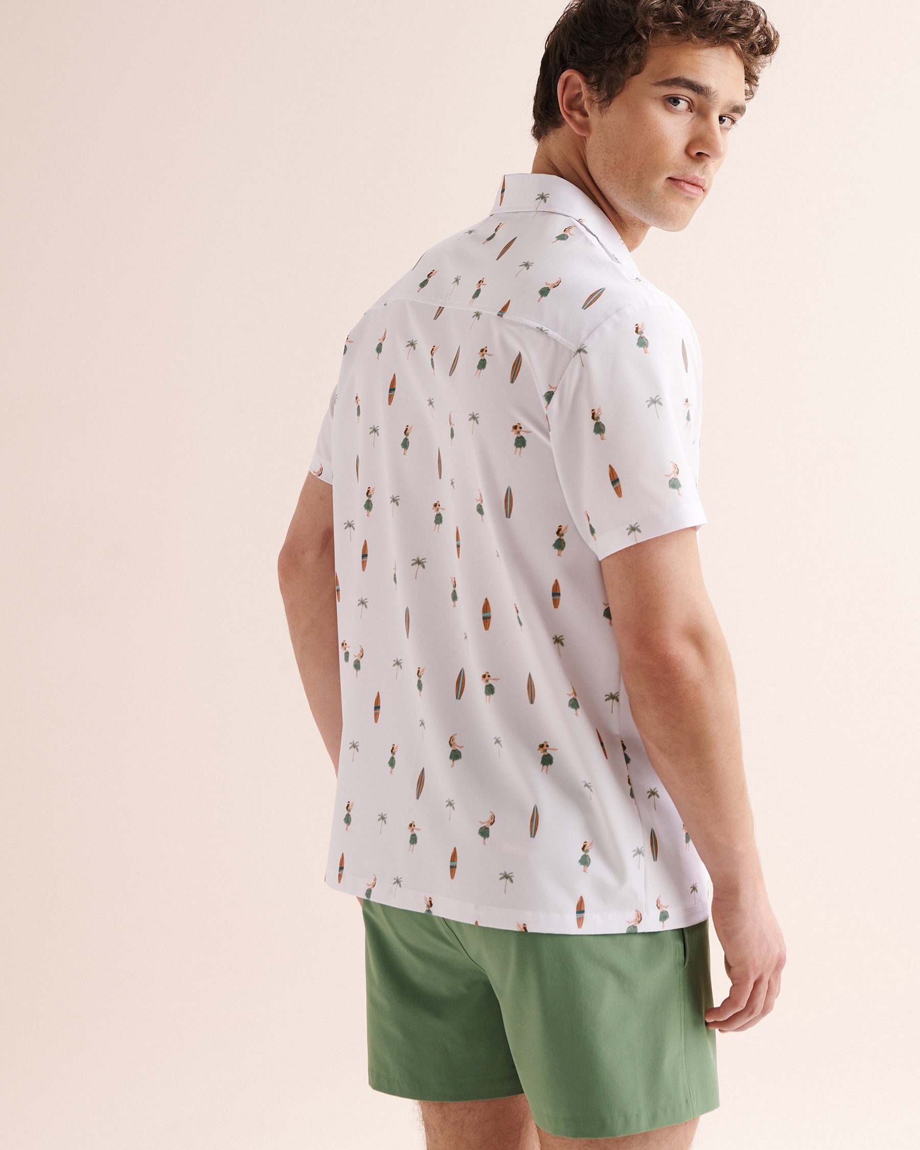 HAMABE Hawaiian Short Sleeve Shirt White 04100063 - View2