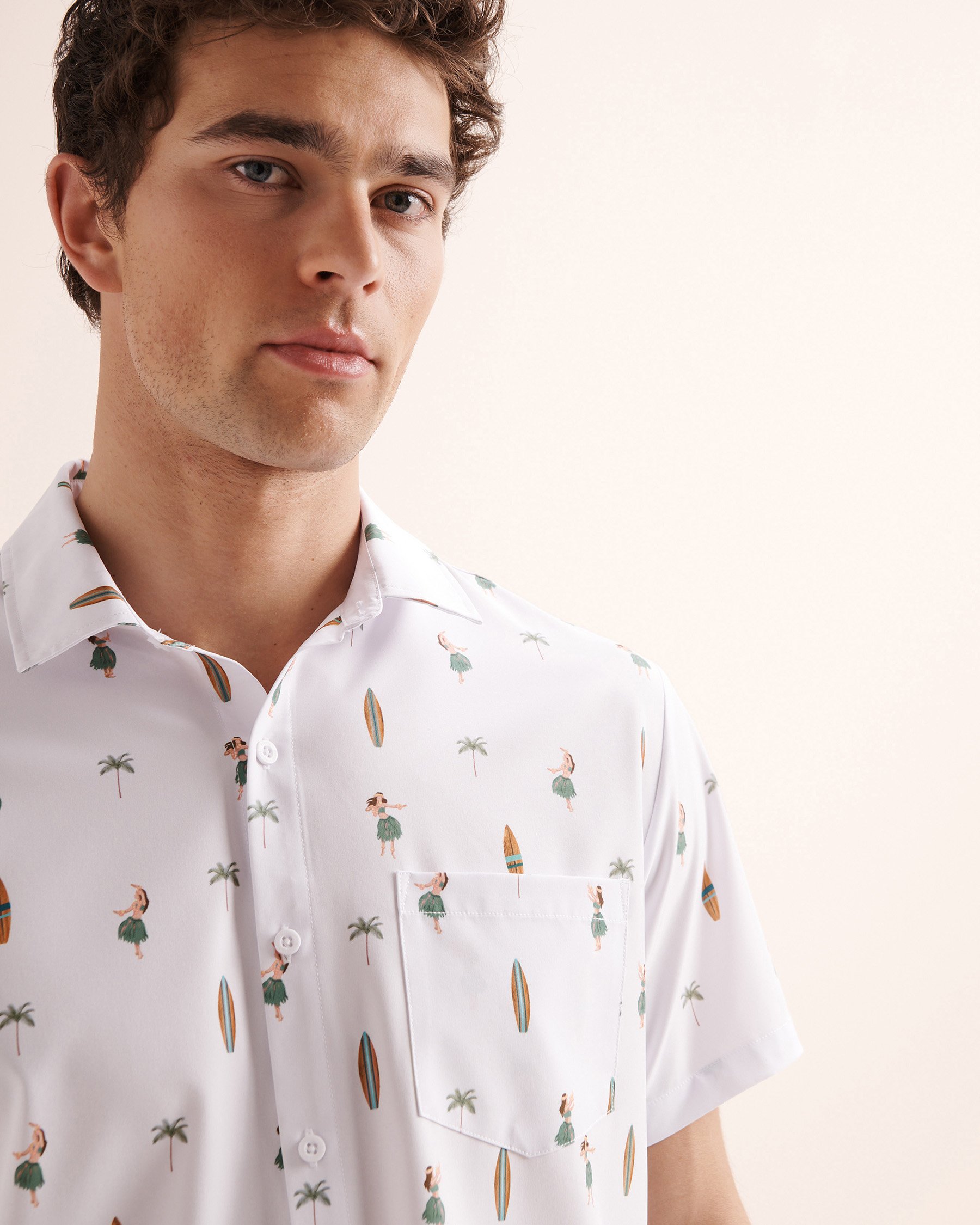 HAMABE Hawaiian Short Sleeve Shirt White 04100063 - View3