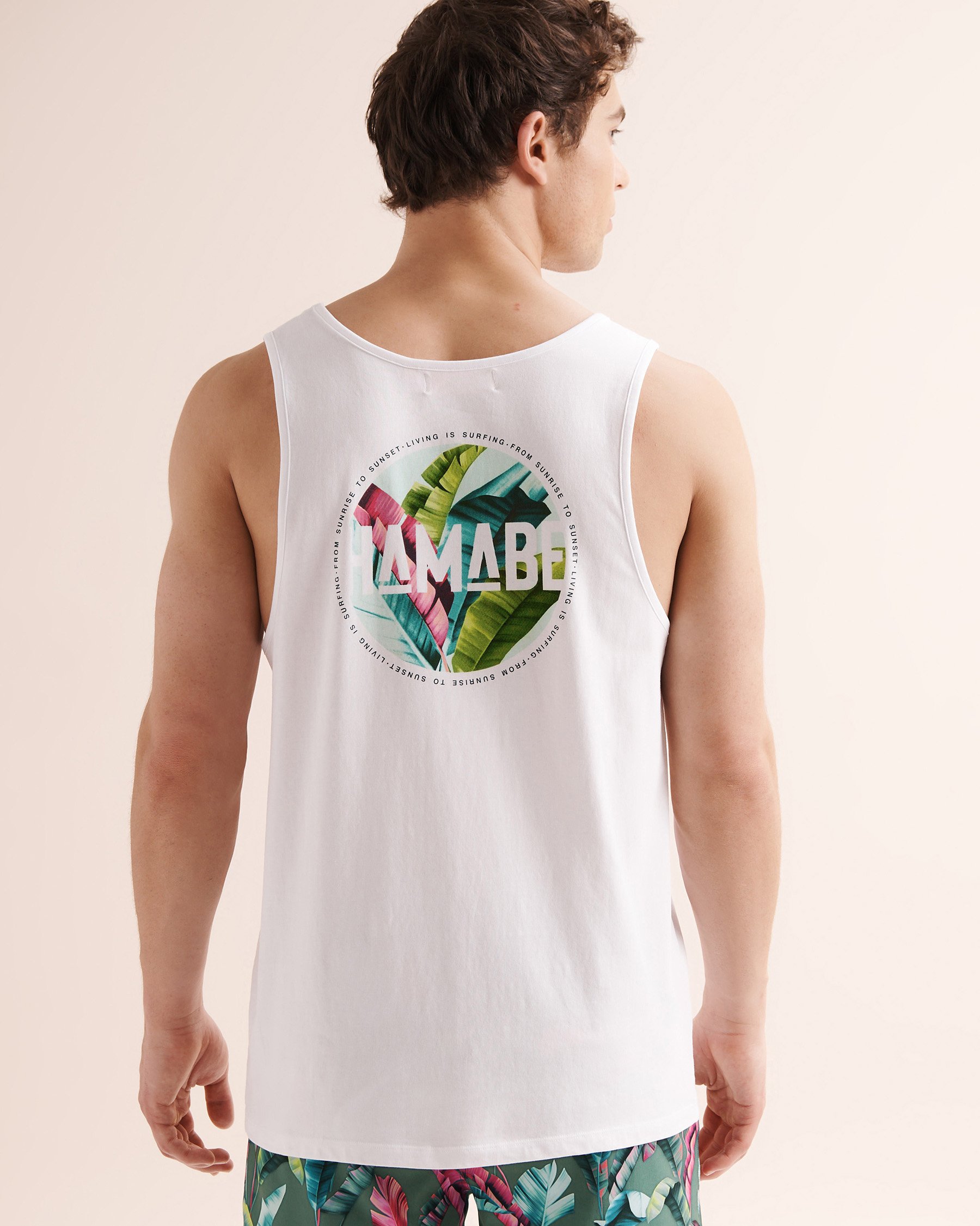 HAMABE Foliage Tank Top White 04100064 - View2