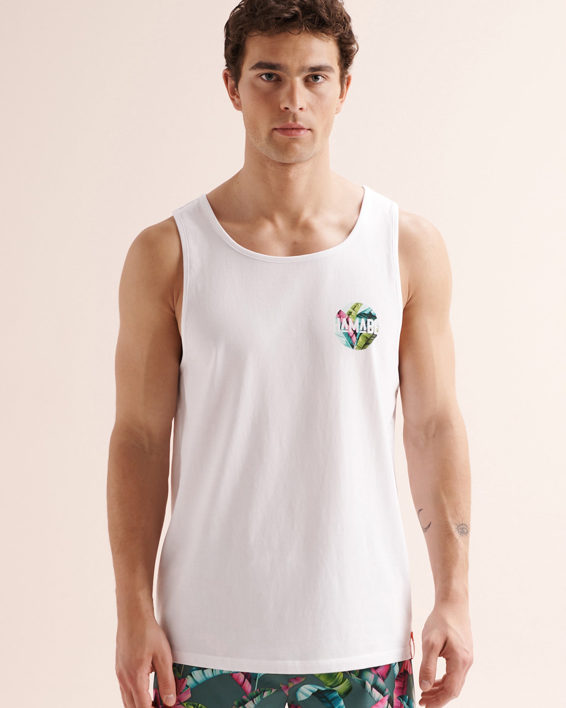 HAMABE Foliage Tank Top White 04100064 - View4