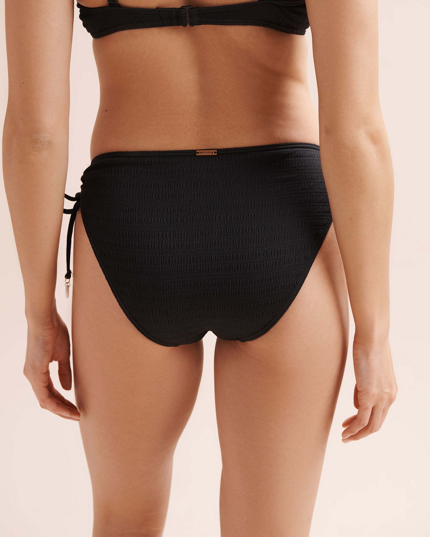 MY BIKINI STORY Bas de bikini taille basse noué texturé Noir 01300589 - Voir6