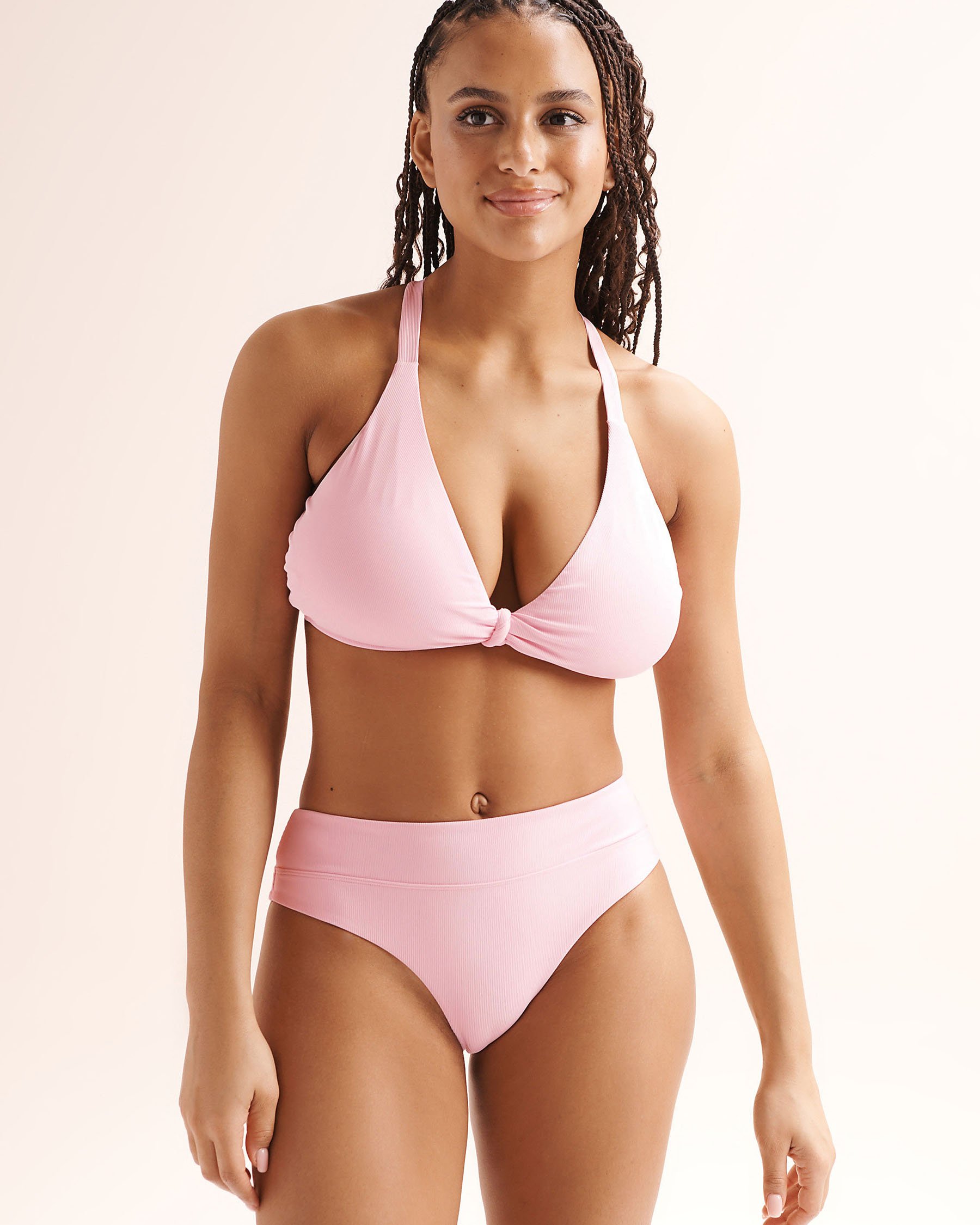TROPIK Ribbed D Cup Bralette Bikini Top Pink 01200138 - View1