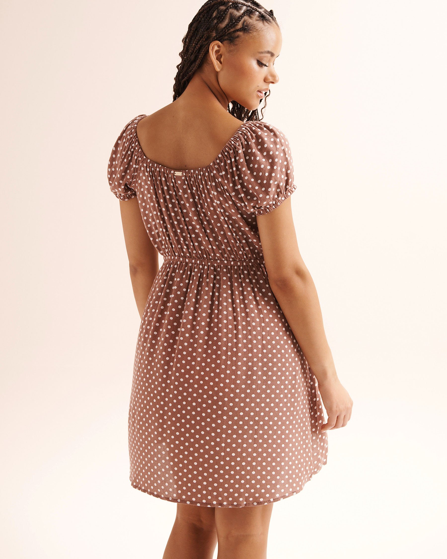 TROPIK Short Dot Dress Nutmeg Brown 02300201 - View6