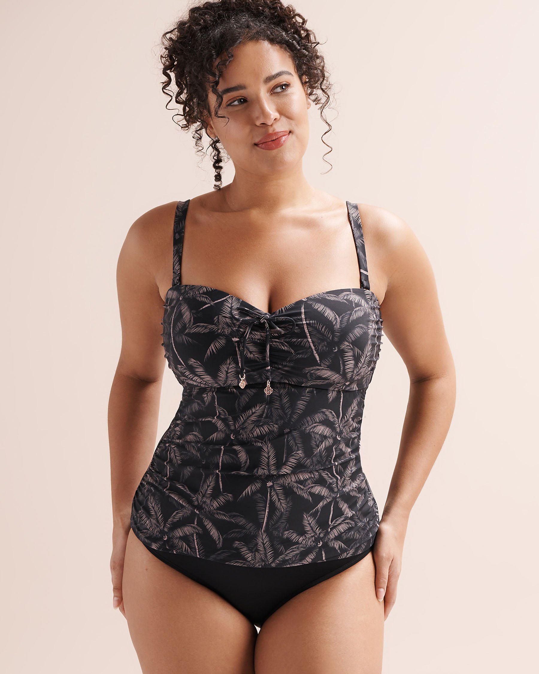 TURQUOISE COUTURE Fitted D Cup Tankini Top Black 01200137 - View1