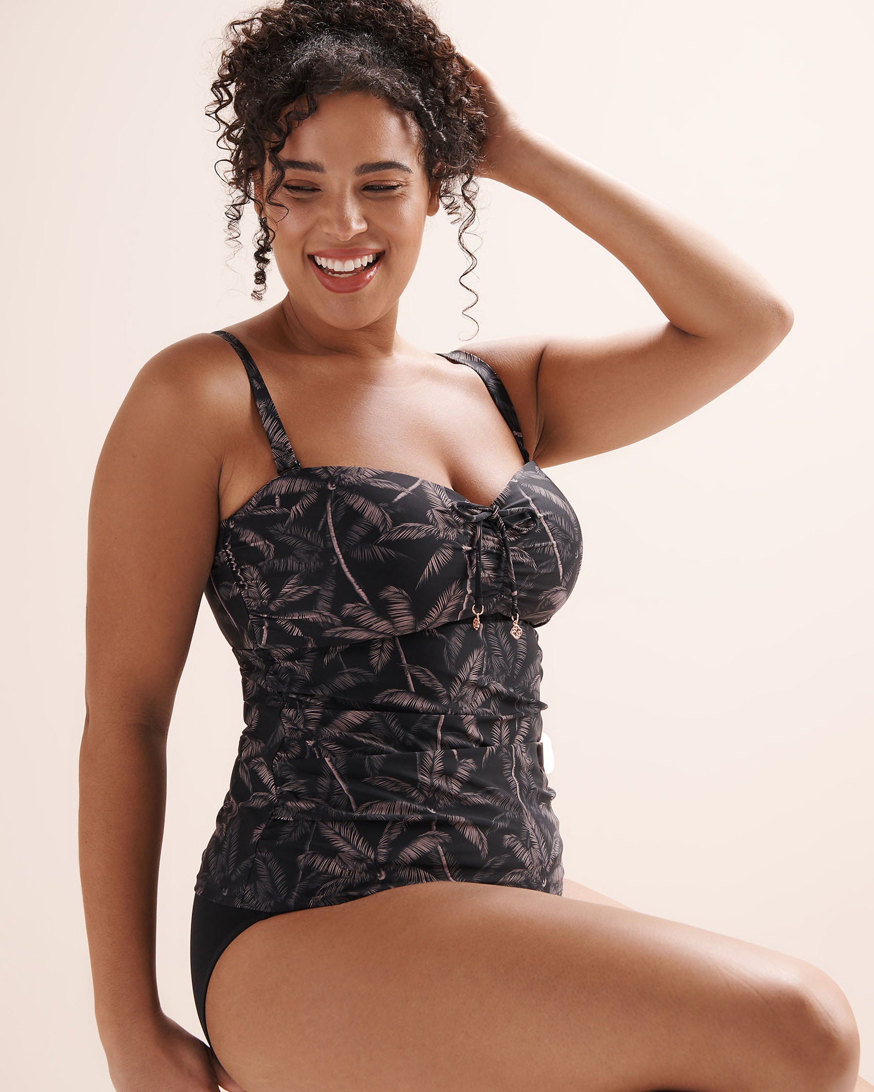 TURQUOISE COUTURE Fitted D Cup Tankini Top Black 01200137 - View6