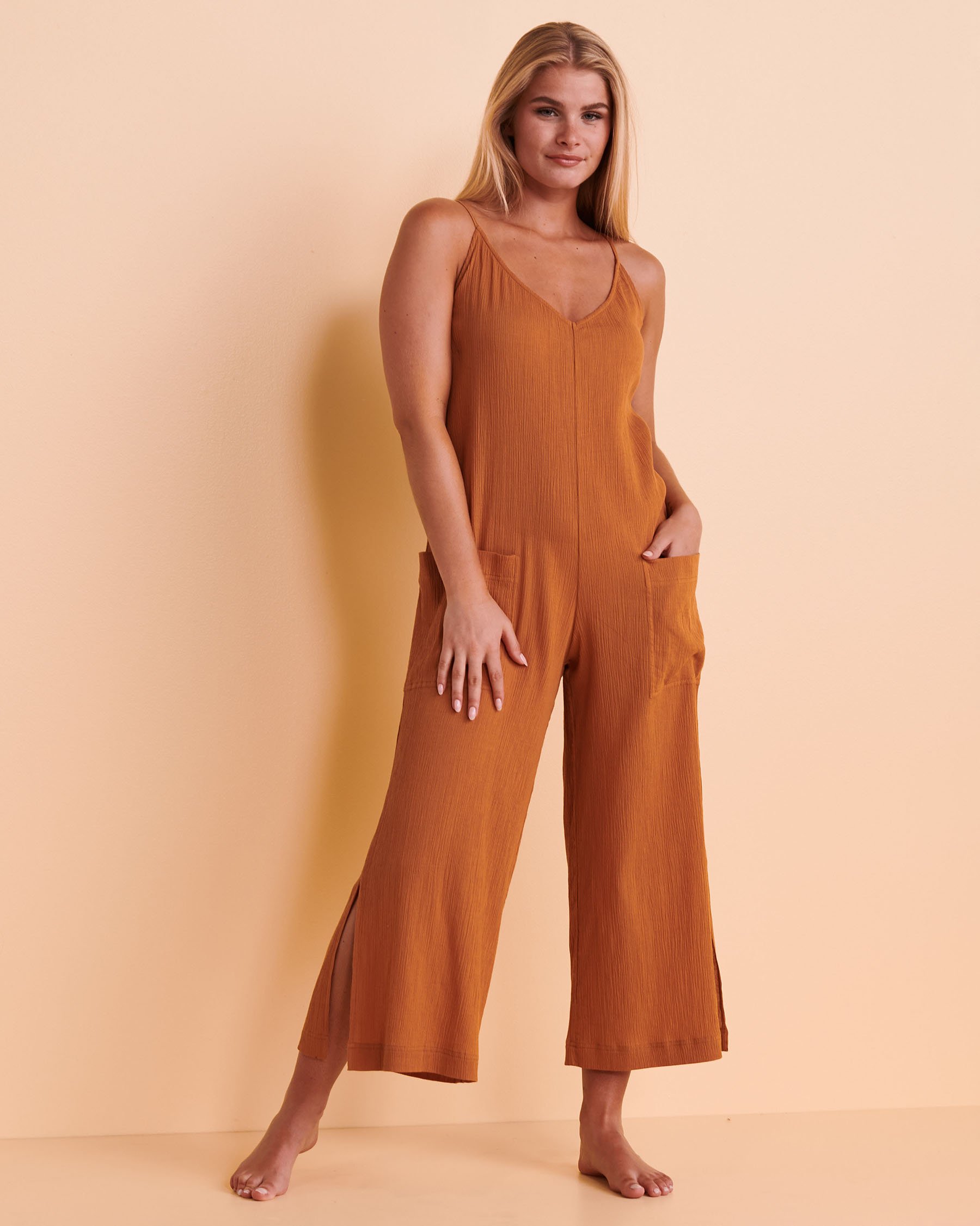 SANCTUARY FRESH SQUEEZED Wide Leg Jumpsuit Cinnamon SAFS22814H - View3