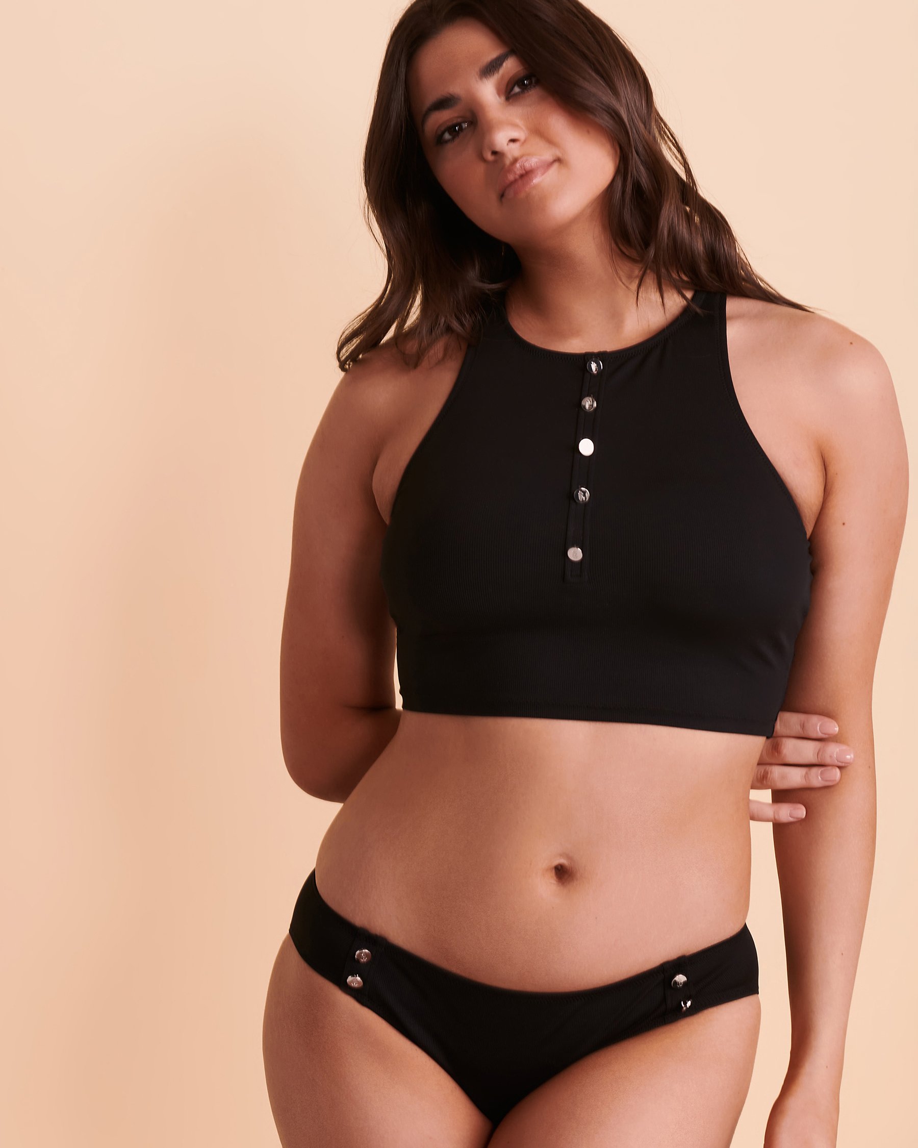 RALPH LAUREN RIB Bikini Bottom with Buttons Black 20256250 - View4