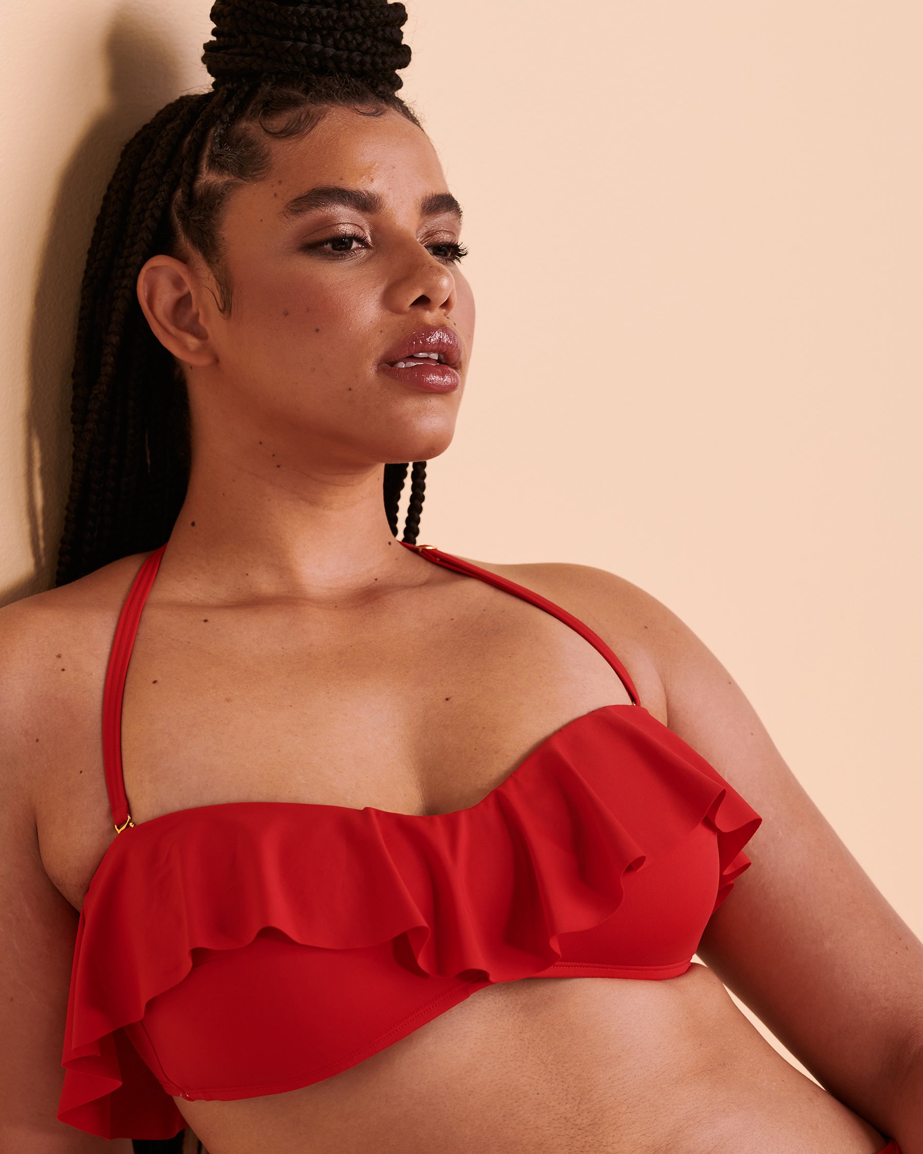 BLEU ROD BEATTIE KORE Ruffle Bandeau Bikini Top Red RBKK22109H - View7