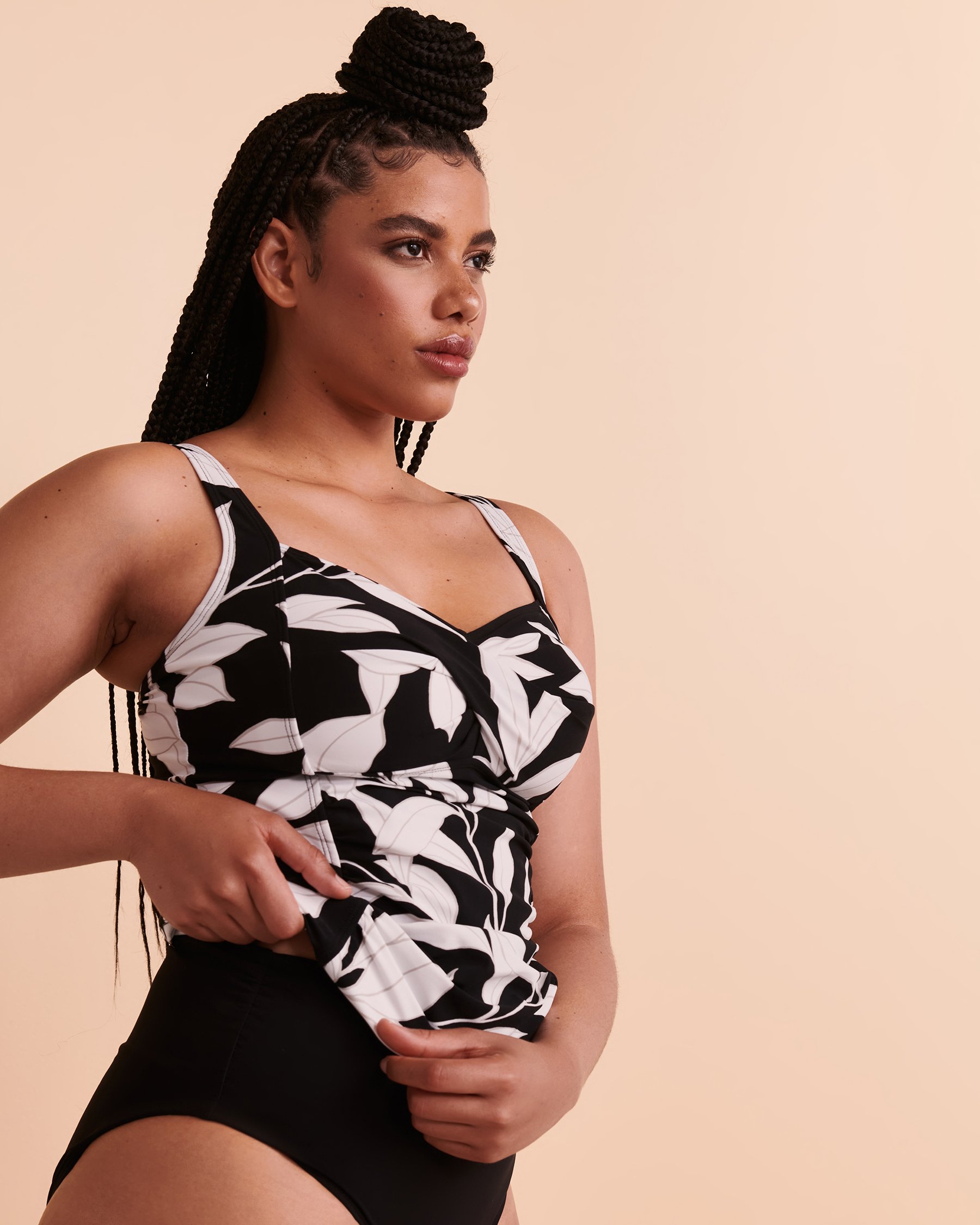 CHRISTINA ATRIUM IVY D Cup Twisted Tankini Top Black and white print 30AT5083 - View3