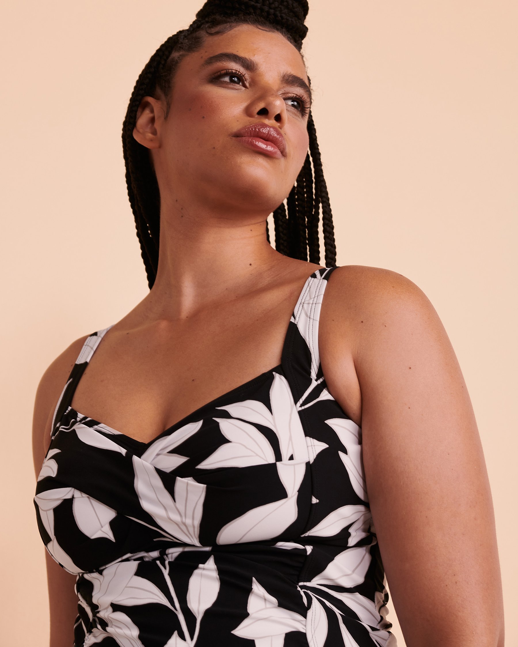 CHRISTINA ATRIUM IVY D Cup Twisted Tankini Top Black and white print 30AT5083 - View4