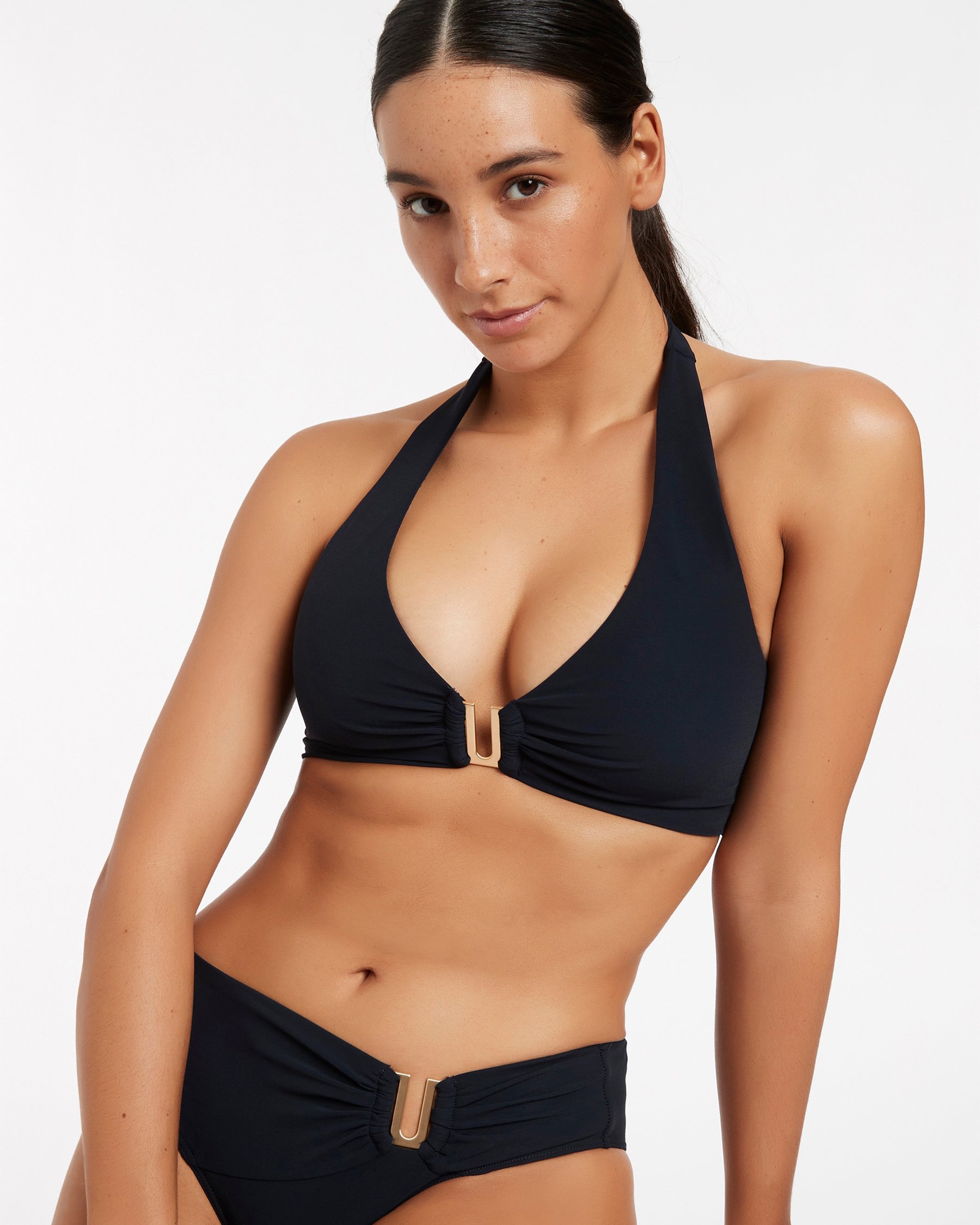 JETS AUSTRALIA JETSET D/DD Cup Halter Bikini Top Black J40249D-DD - View3