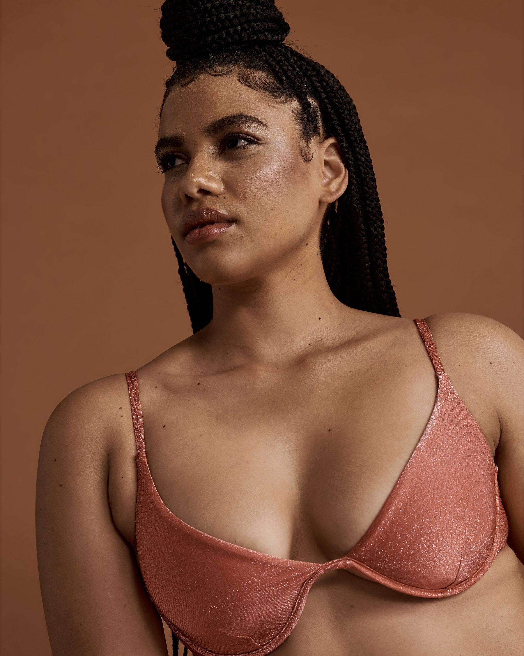 RVCA STRATA D Cup Plunge Bikini Top Apricot AVJX300262 - View1