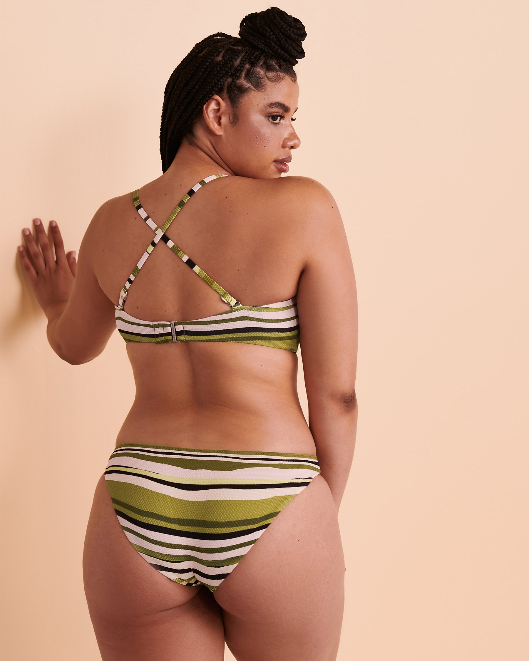 SEAFOLLY SUN STRIPE DD Cup Bandeau Bikini Top Avocado green 31206DD-947 - View3
