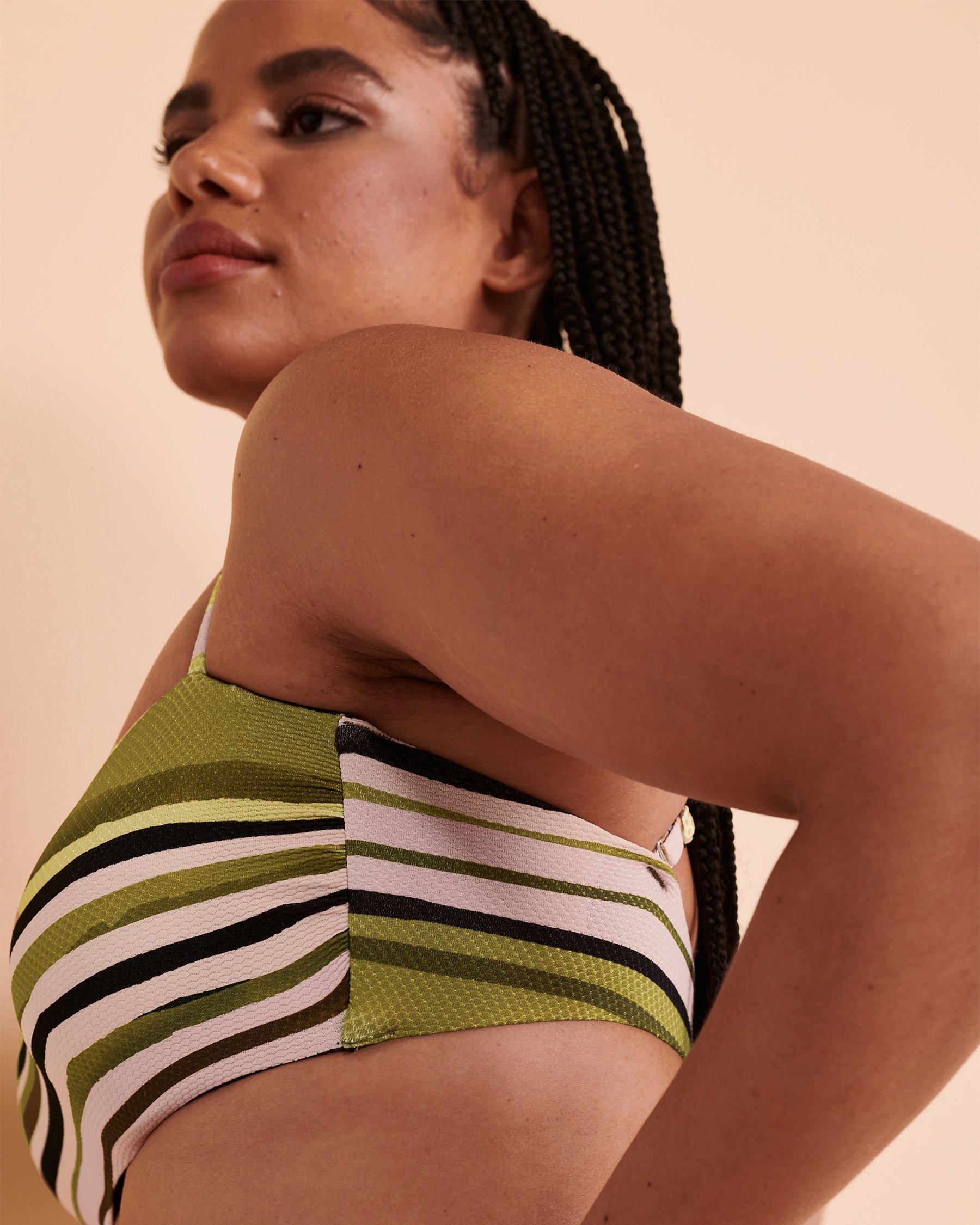 SEAFOLLY SUN STRIPE DD Cup Bandeau Bikini Top Avocado green 31206DD-947 - View4