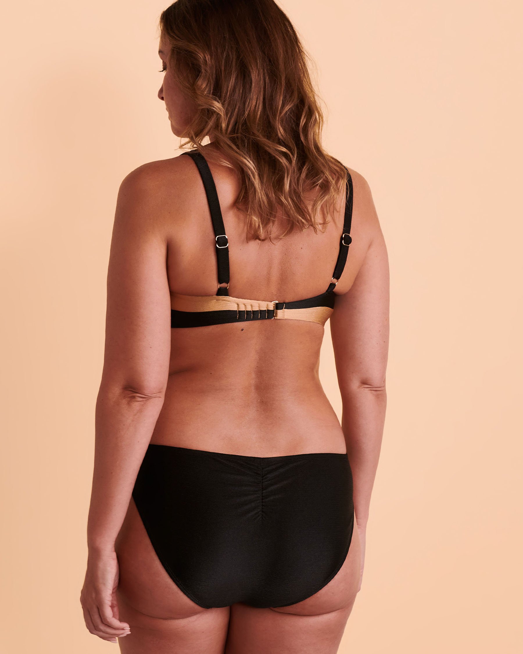 SANTEMARE SHINNY TEXTURED Bralette Bikini Top Black 01100138 - View2
