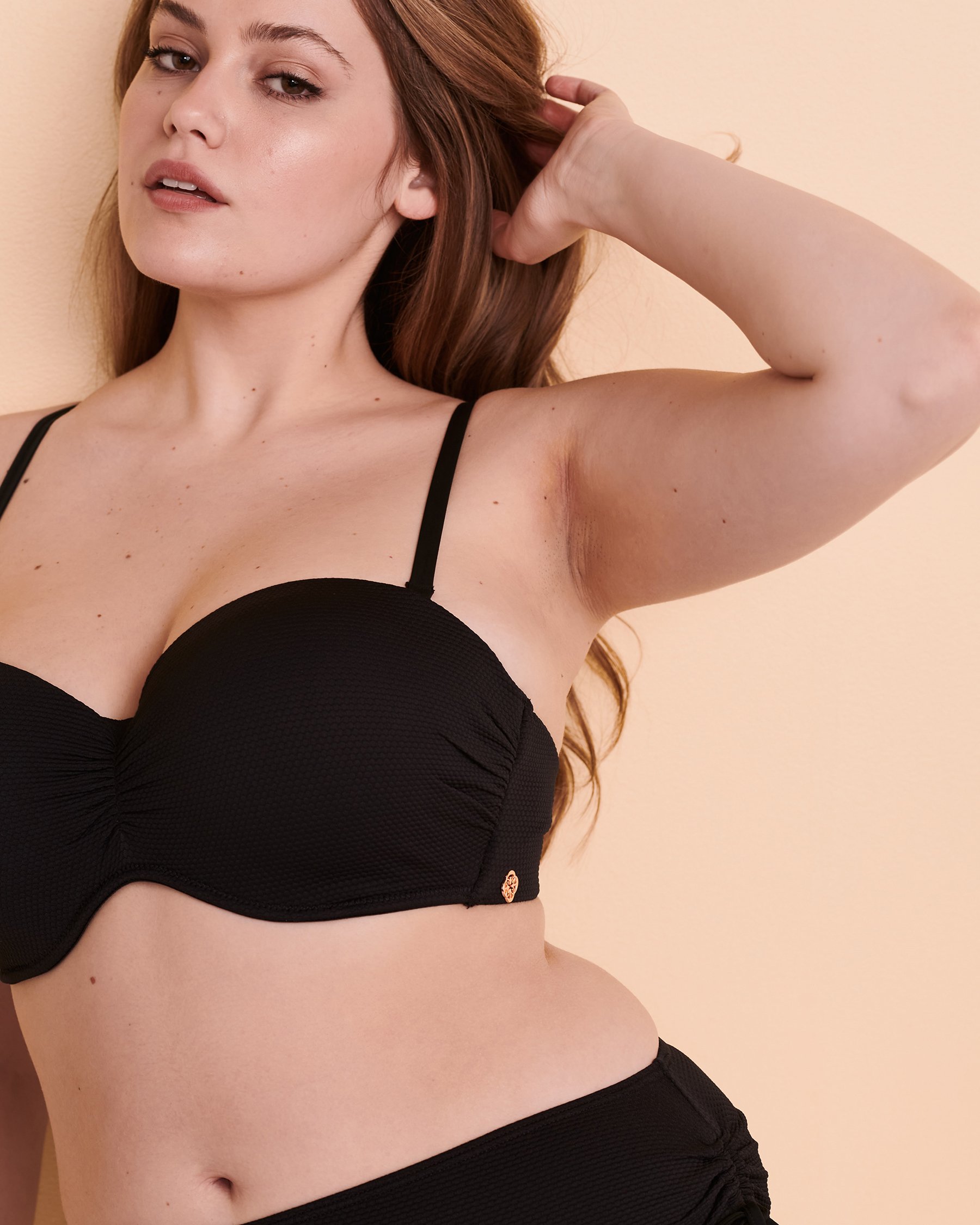 TURQUOISE COUTURE RENEW WAVE D Cup Bandeau Bikini Top Black 01200023 - View6