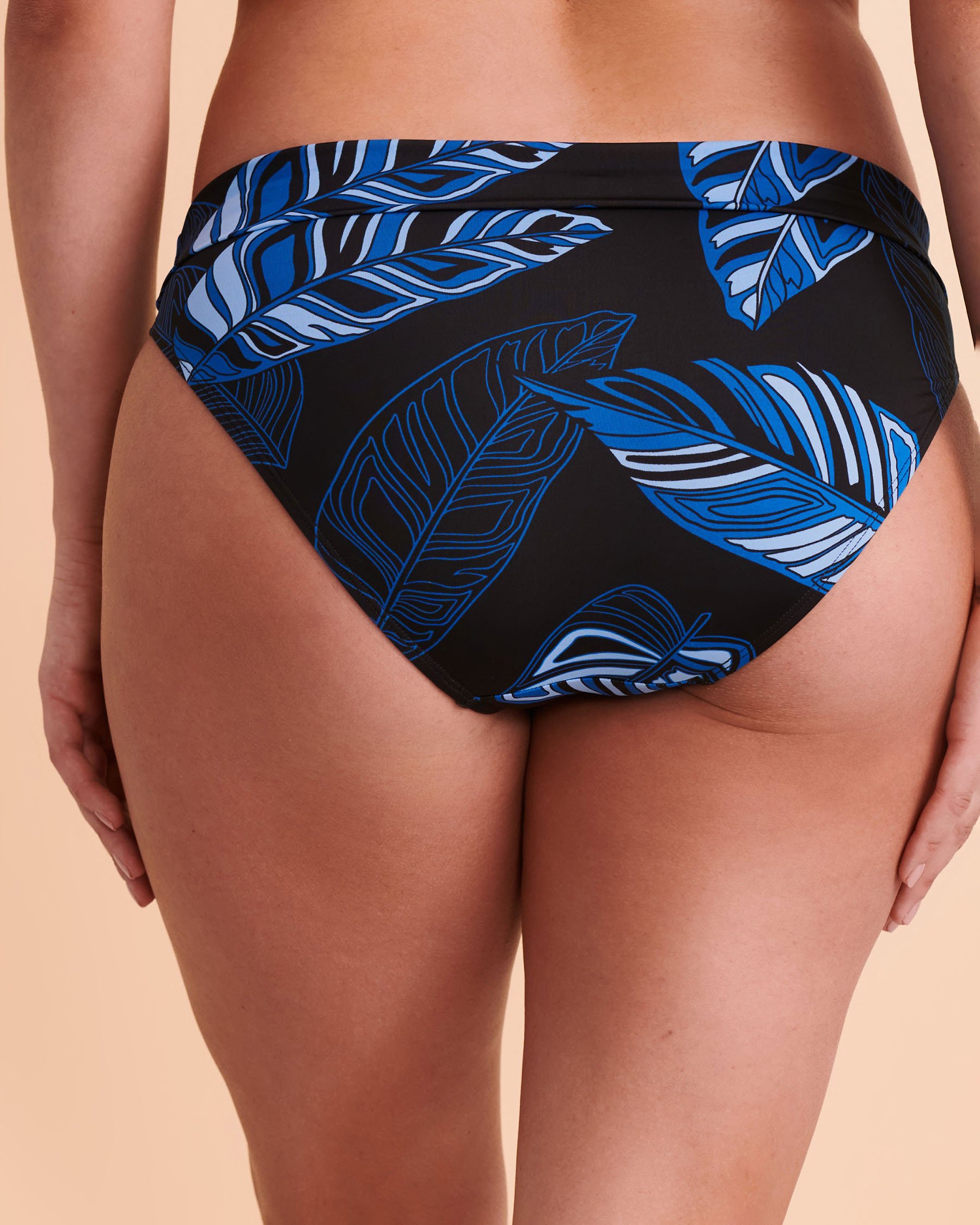 TURQUOISE COUTURE MIDNIGHT LEAVES Folded Waistband Bikini Bottom Midnight leaves 01300113 - View2