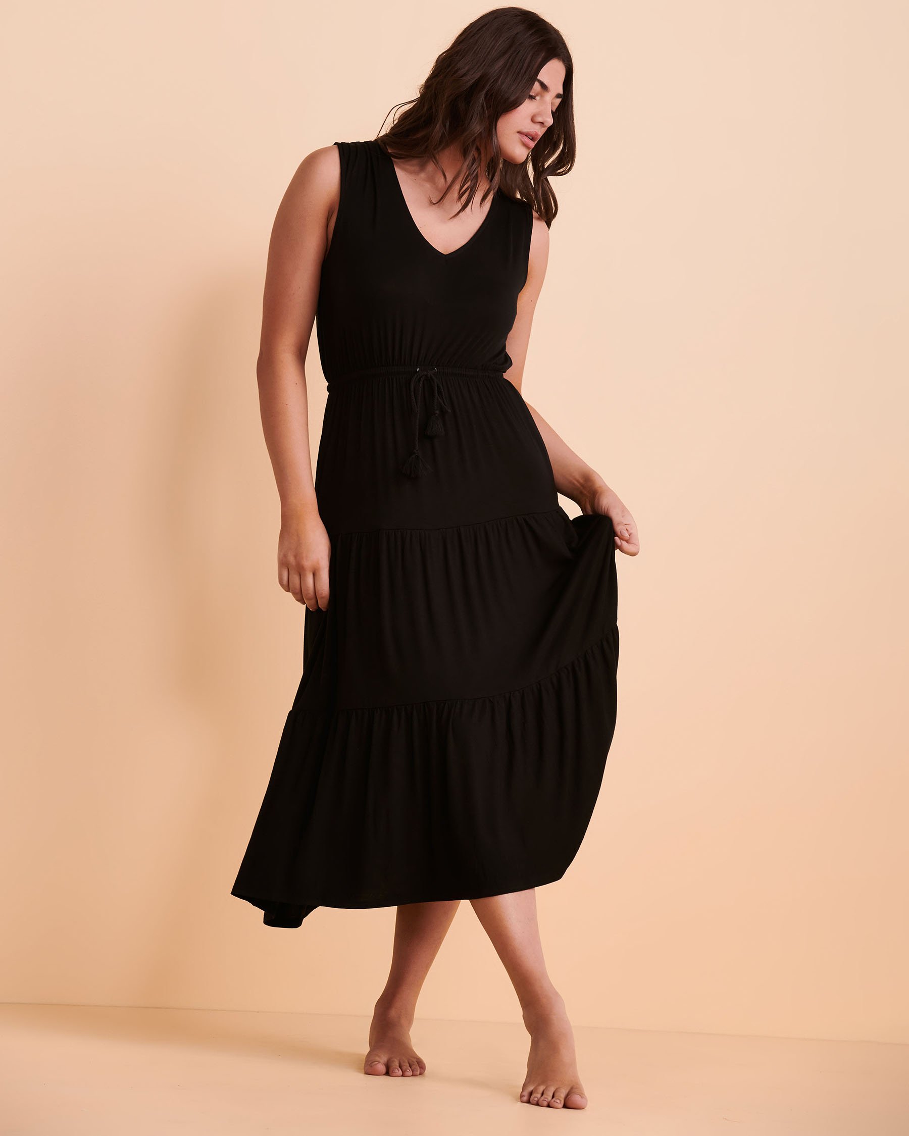 TURQUOISE COUTURE Robe maxi sans manches Noir 02300055 - Voir3