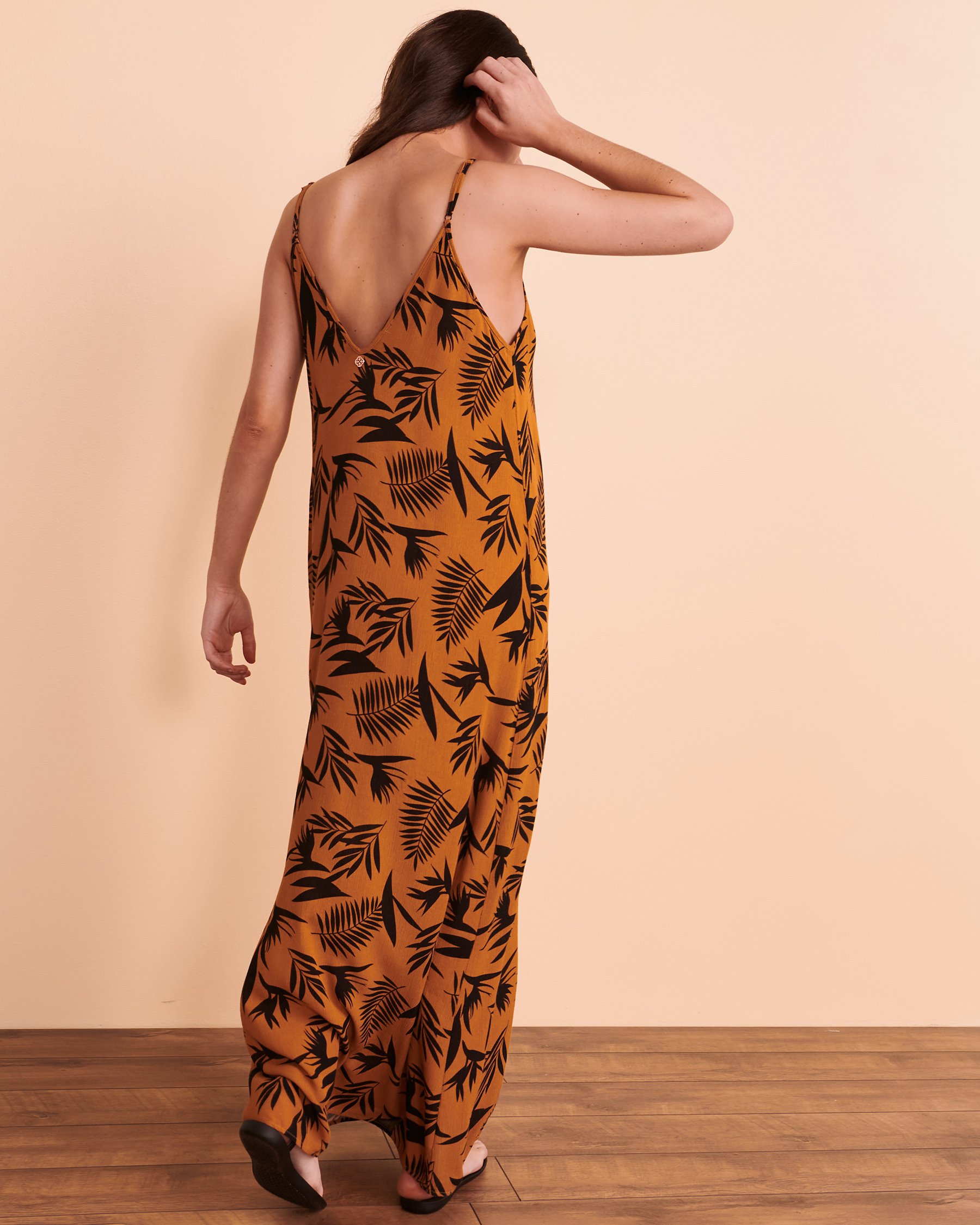 TURQUOISE COUTURE Thin Straps Long Dress Foliage 02300059 - View2