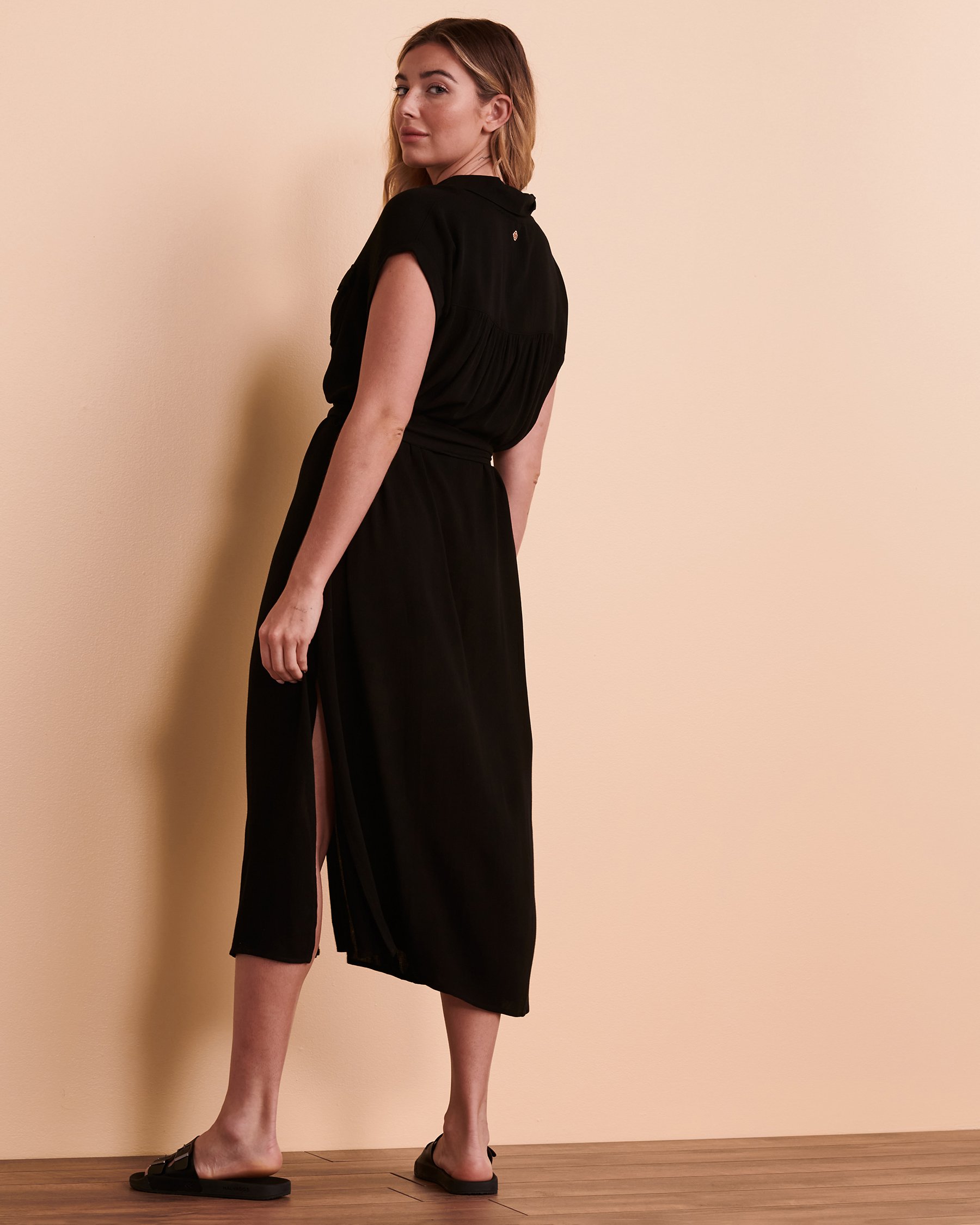 TURQUOISE COUTURE Button-down Long Dress Black 02300060 - View2