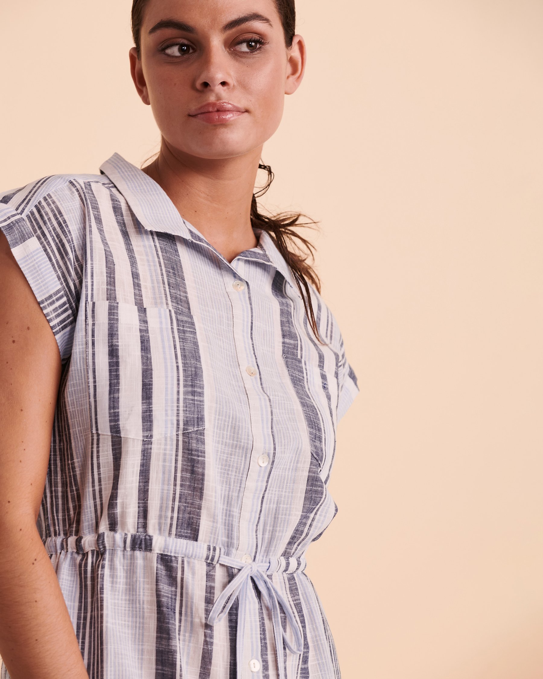 COVER ME Short Sleeve Button-down Dress Multi-stripes 22023250 - View3