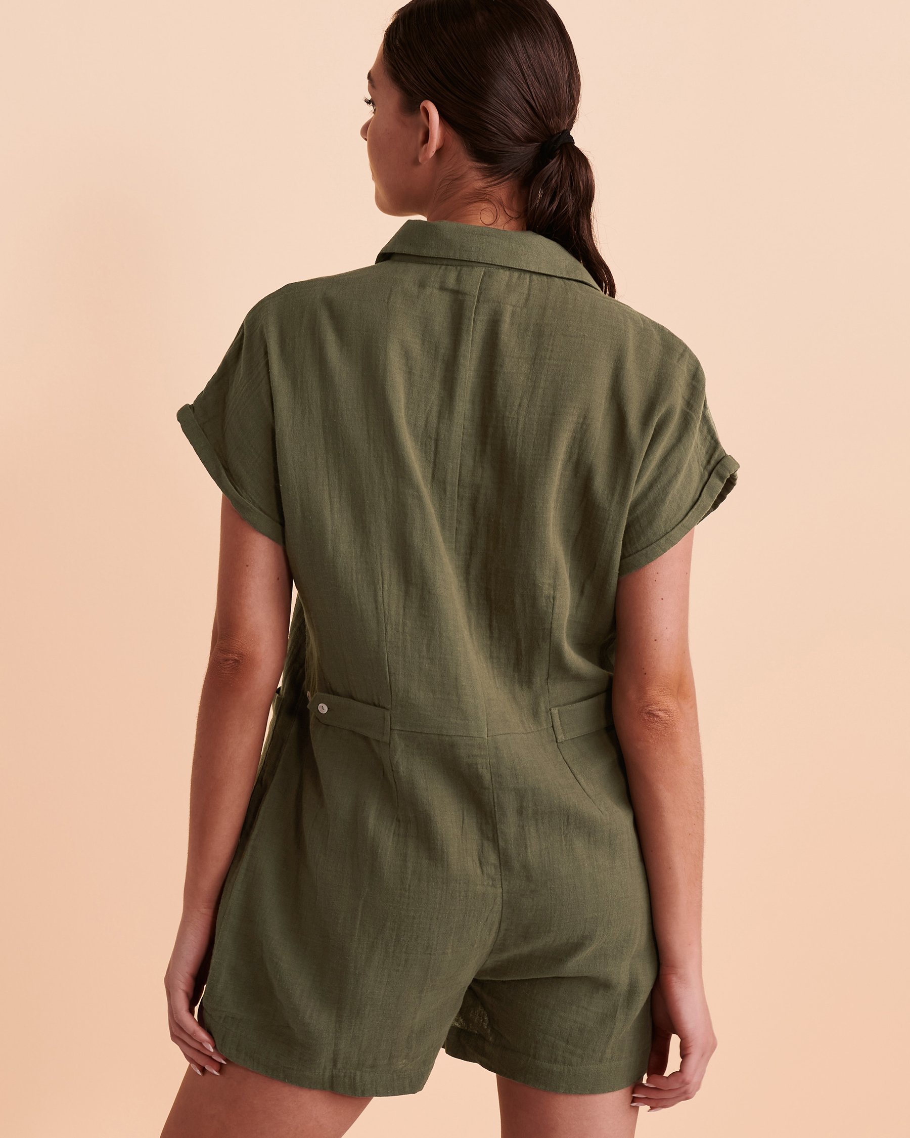 COVER ME Button-down Romper Khaki 22026287 - View2